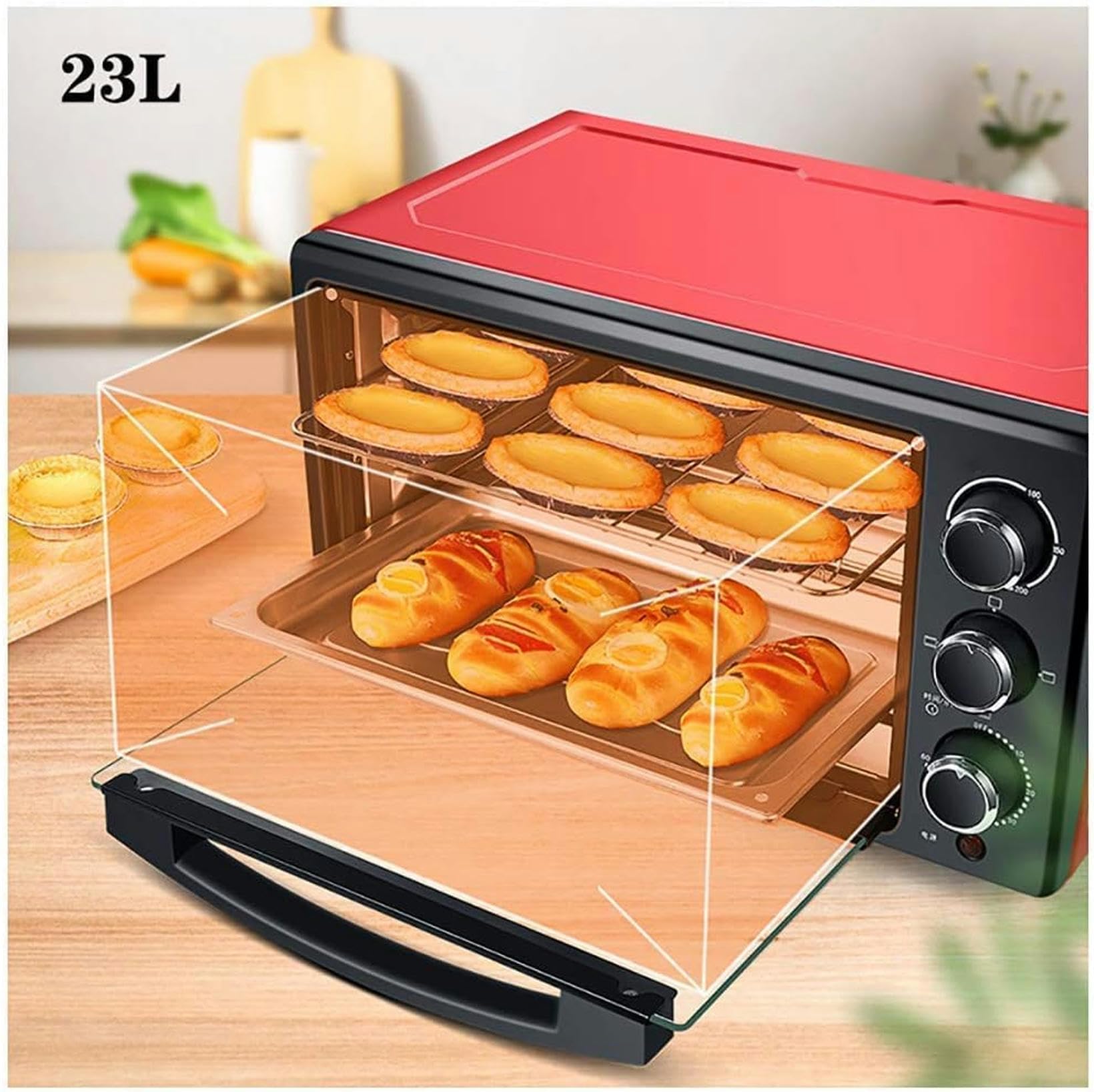 Elektrische Mini Oven, Ontbijtgrill, Constante Temperatuur Verwarmingstechnologie Met Meerdere Kookfuncties Grill Instelbare Temperatuurregeling Timer 800w Roze