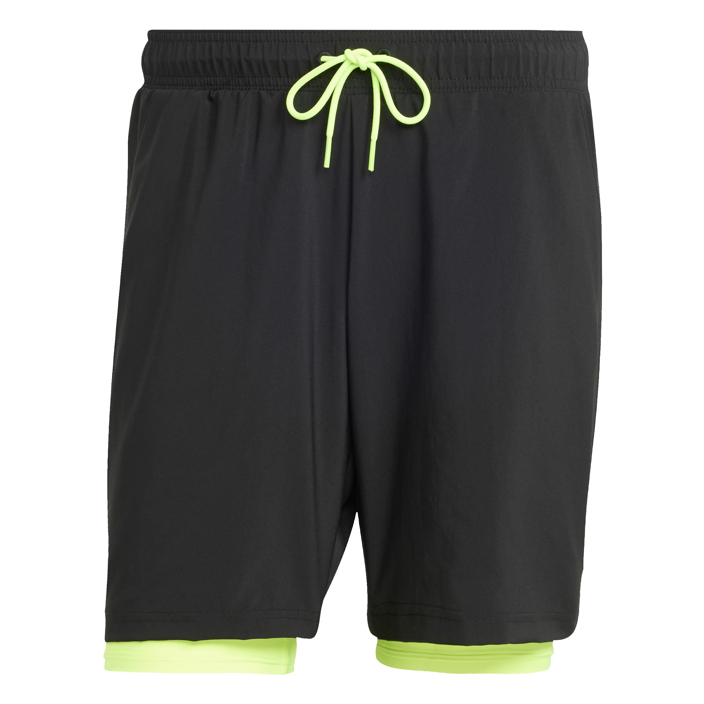 adidas Men's Club Tennis Climacool 2IN1 Shorts, Black/Lucid Lemon, M