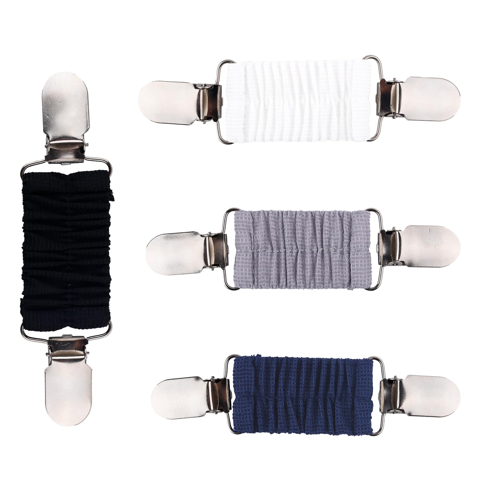 Mikovivi 4uds Pinzas para Vestido con Cincha Trasera, Cinturilla Elástica Ajustable de Poliéster con Clips para Mujer Que Ajusta la Ropa Vestidos y Suéteres Shawls (4 Colores)