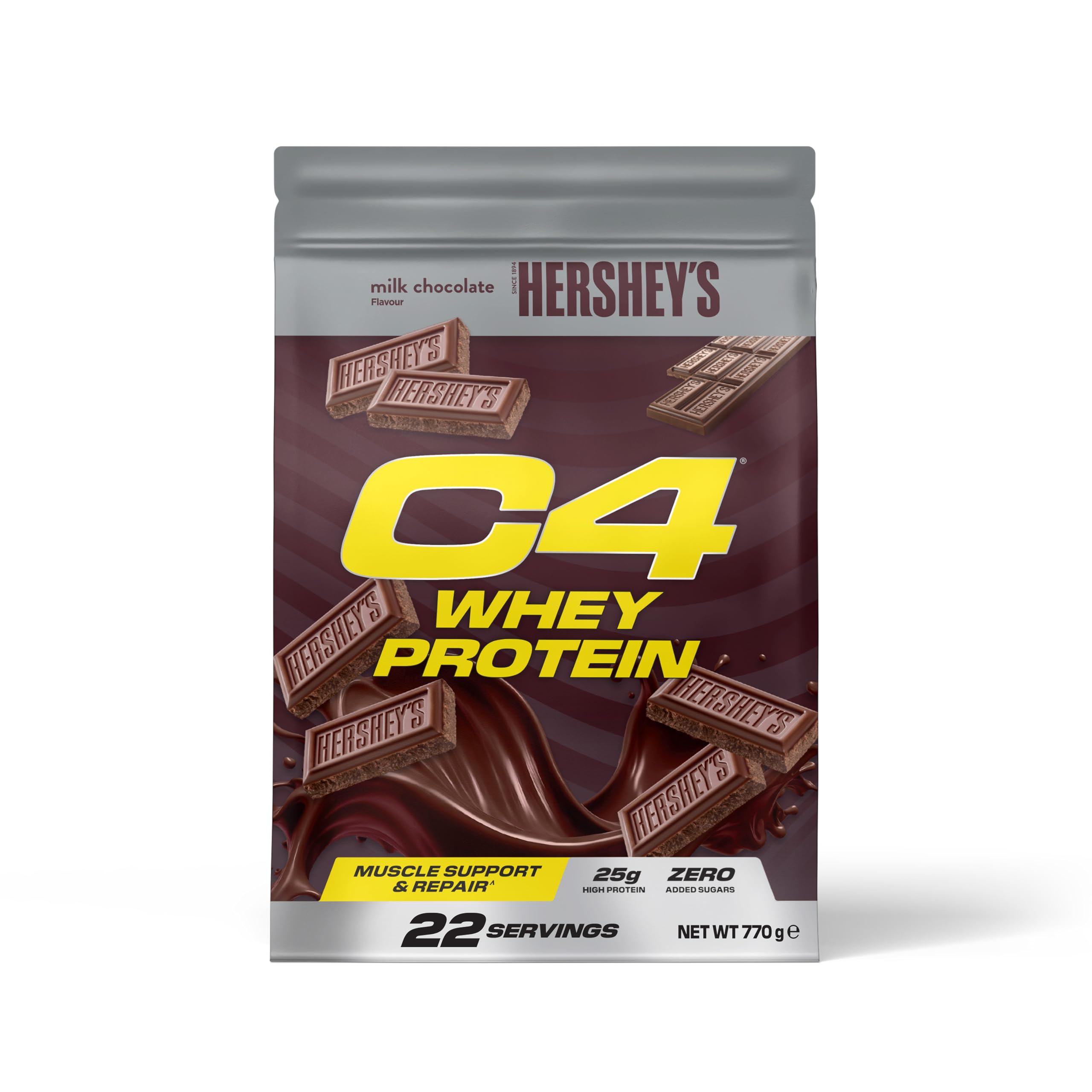 Cellucor C4 Whey Protein Powder, Hershey's Chocolate, 25g Protein, Low Sugar, Post-Workout Recovery, 22 Servings