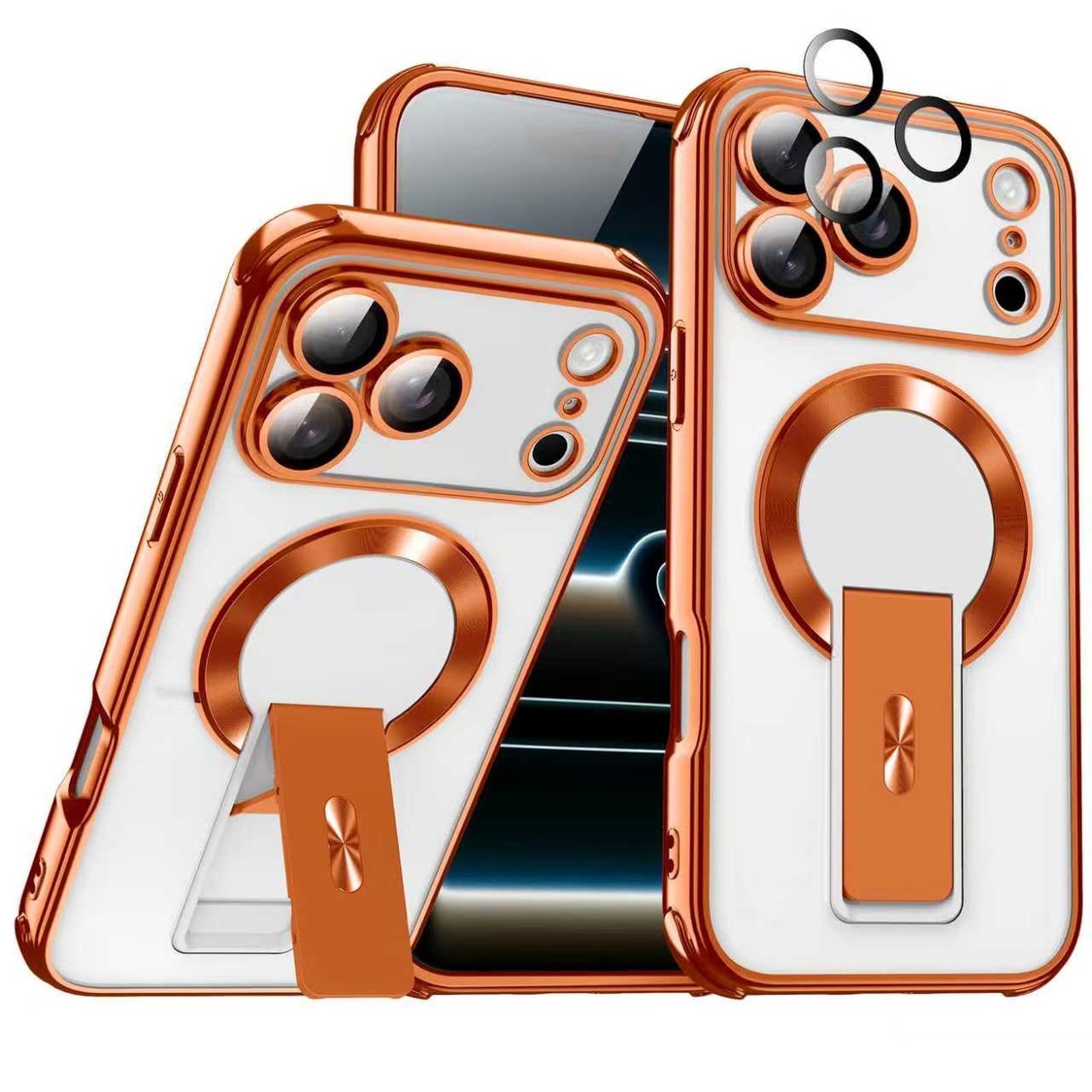 Funda genérica compatible con iPhone 15 Pro (color: naranja) Funda protectora rígida de silicona transparente