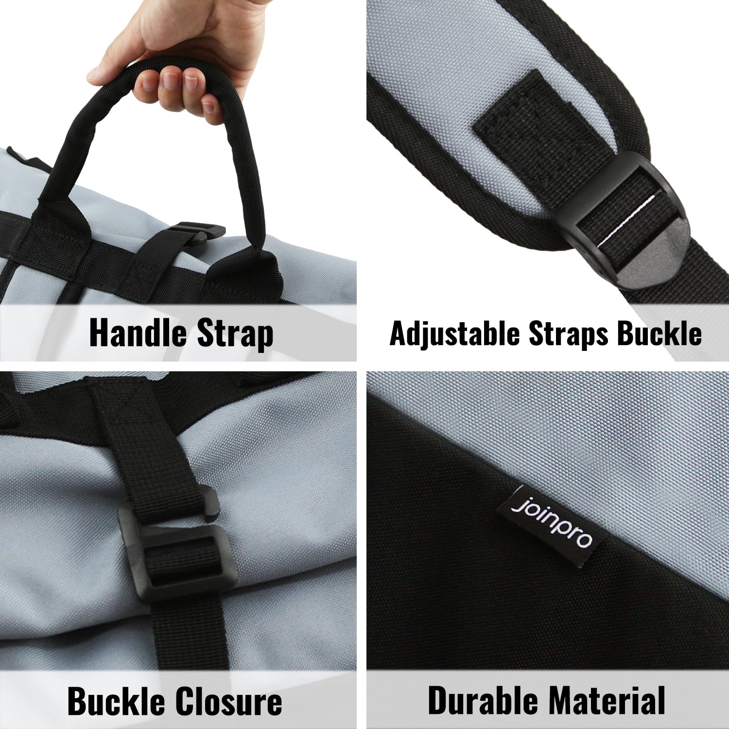JOINPRO Wäschesack-Rucksack, 125 l, extra große Reise-Wäschesäcke mit Schultergurten, verstellbares und ausziehbares Design, Wäschesammler mit 3 Taschen für Waschsalon, Uni, Reisen, Camping