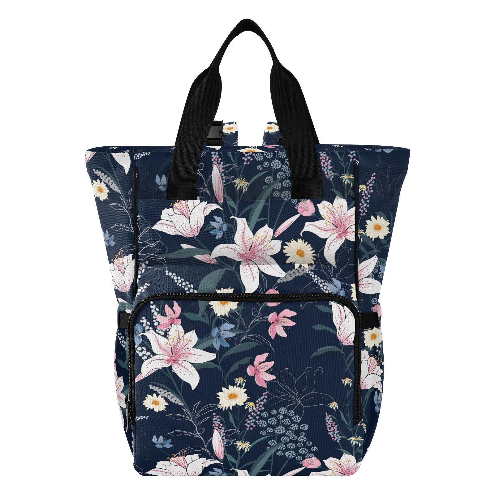 ALAZA Baby Changing Bag Backpack, Nappy Changing Bags Tropical Plants Fashion Flowers Multi-Functional Diaper Bag Tote Large Capacity Mum Dad Backpack