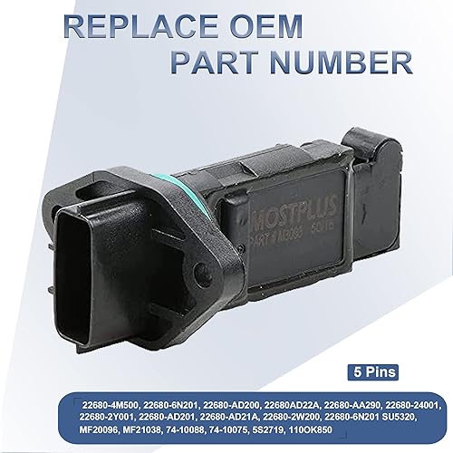 Miniatura 2 de MOSTPLUS Medidor de flujo de aire de masa de repuesto directo Sensor MAF compatible con I35 Maxima Pathfinder 2002-2003 22680-6N201