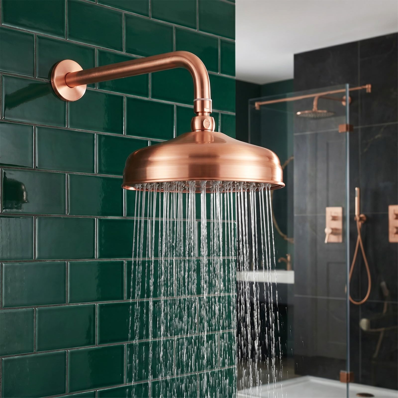 UKCOCO Cabezal Ducha Exterior de Cobre Boquilla de Baño de Cobre y Rociador de Ducha de Baño, Instalación Simple y Diseño Moderno para Uso en Washroom