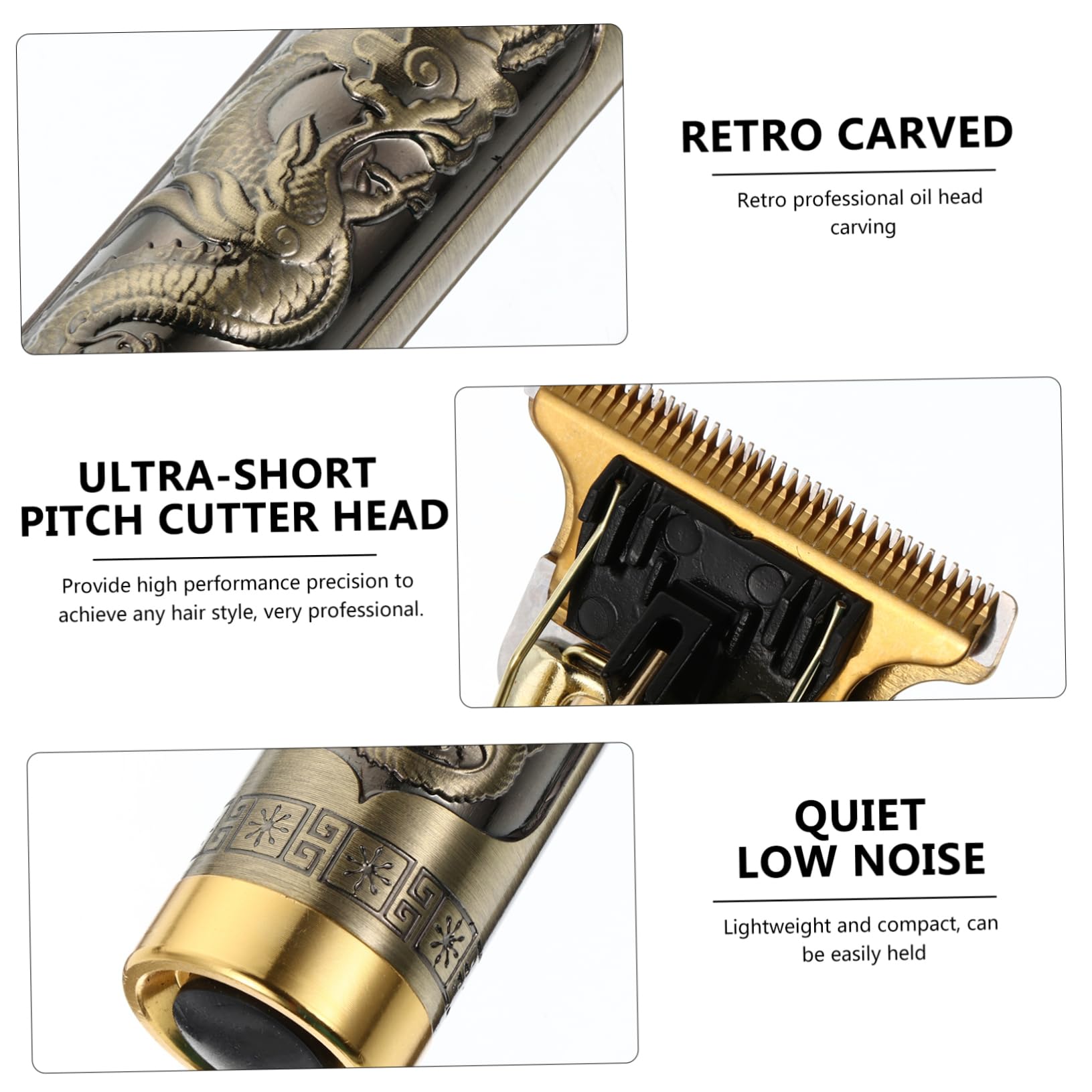Healeved Clipper for Barbers Portable Lightweight Hair Cutter with Precision Performance Includes Battery Charger for Professional Hairdressing Golden