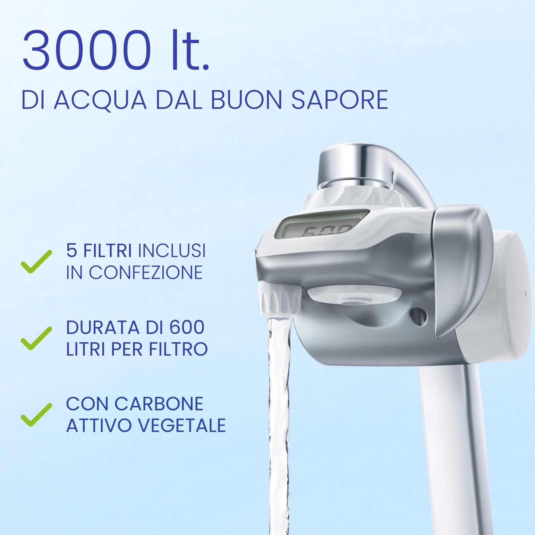 PURIT Filtri Compatibili Brita On Tap (600 L / 4 mesi) Cartuccia per Brita V-MF Riduce: cloro, PFAS, 99,99% dei batteri (5 Pezzi)