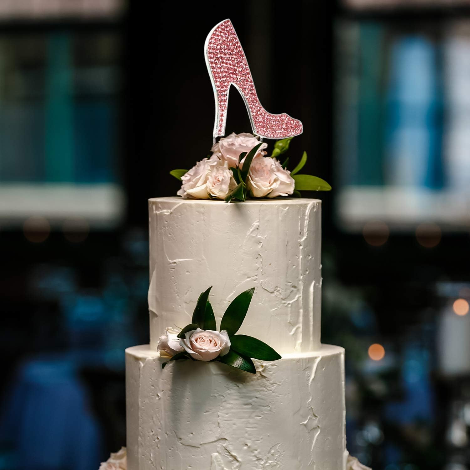LINGTEER High Heel Pink Rhinestone Crystal Cake Topper Perfect for Birthday Wedding Anniversary Party Keepsake Sparkle Decoration - Image 6