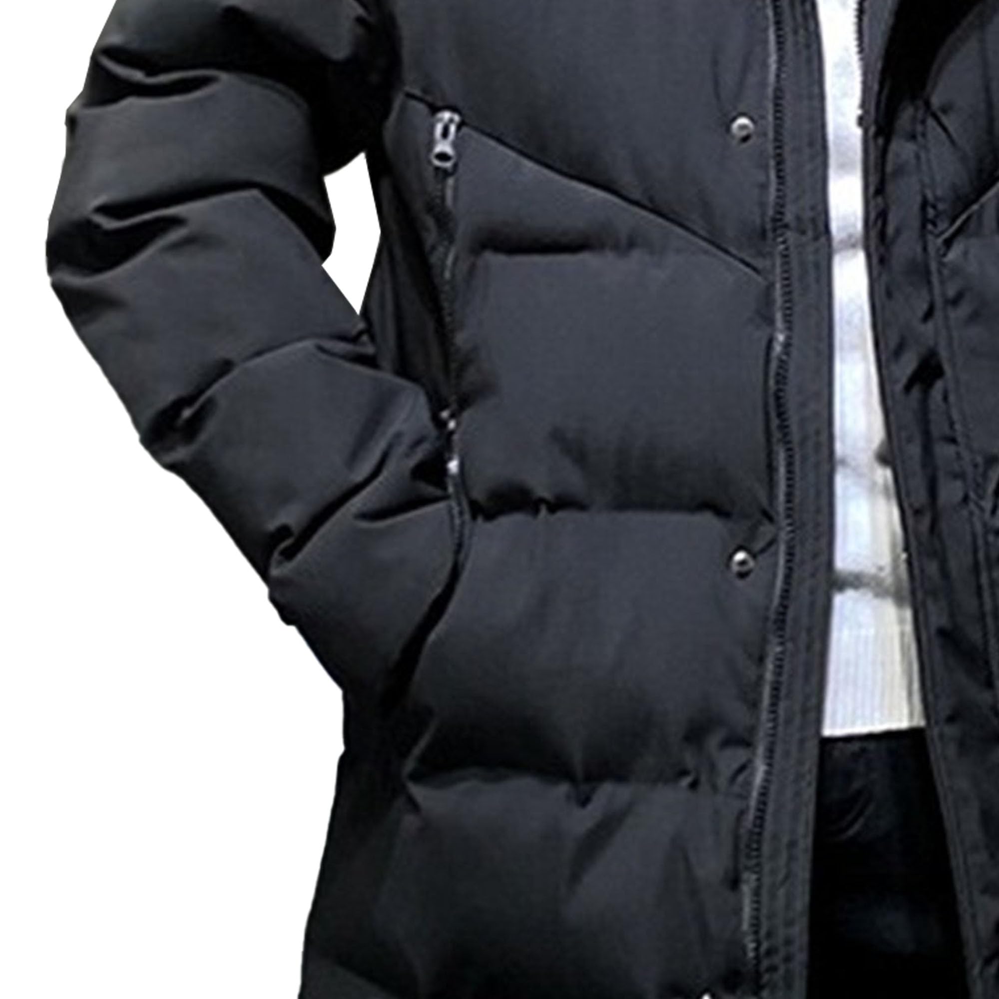Uomo Casual Lungo Spessa Caldo Streetwear Giù Cappotto Lungo Con Cappuccio Collo Di Pelliccia Piumino Uomo Piumini