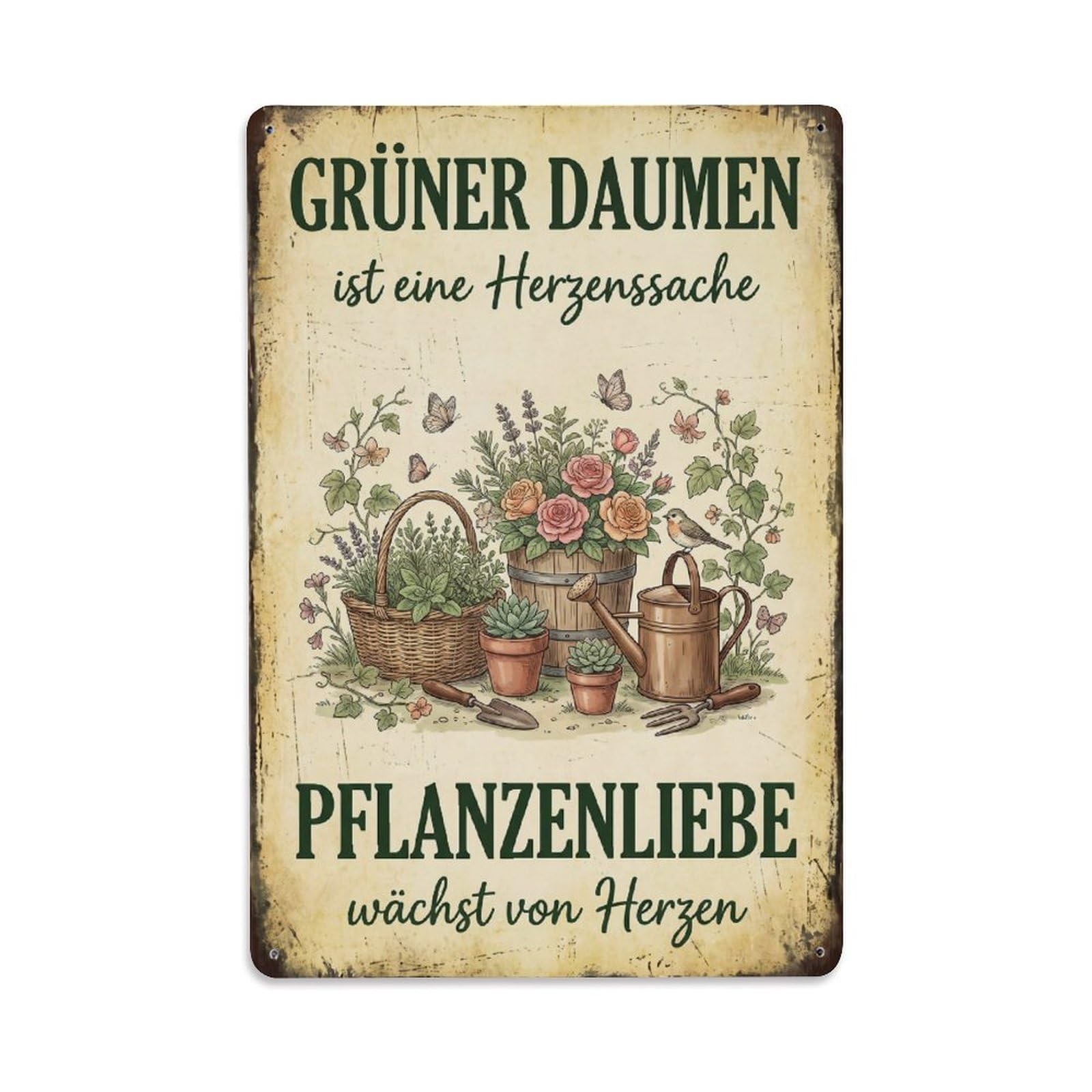 Vintage Funny Garden Green Thumb Rustic Gate Timeless Metal Tin Sign Plaque Wall Decor for Cafe, Club Bar, Office, Garden Metal Poster 8x12Inch