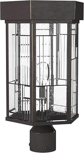 Vista 4 de Designers Fountain Kingsley 32136-ABP - Linterna de poste para exteriores, 17.25 pulgadas de alto, pátina de bronce envejecido, 1 luz