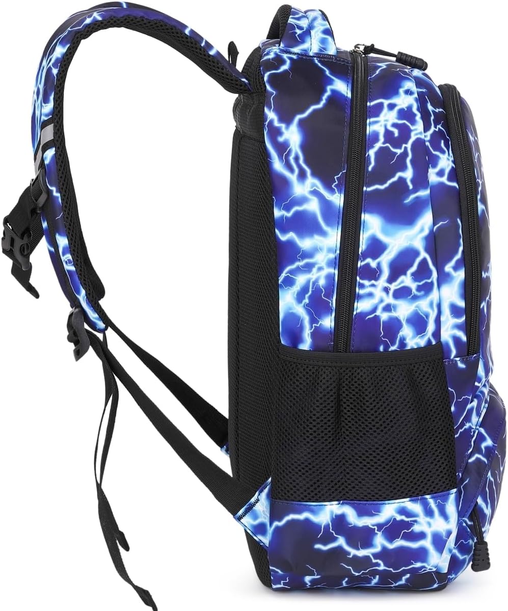 Backpack for Boy Middle School Lightning Bookbag Durable Student Teenager Sturdy Lightweight Waterproof (3-Blue Lightning) - Image 6