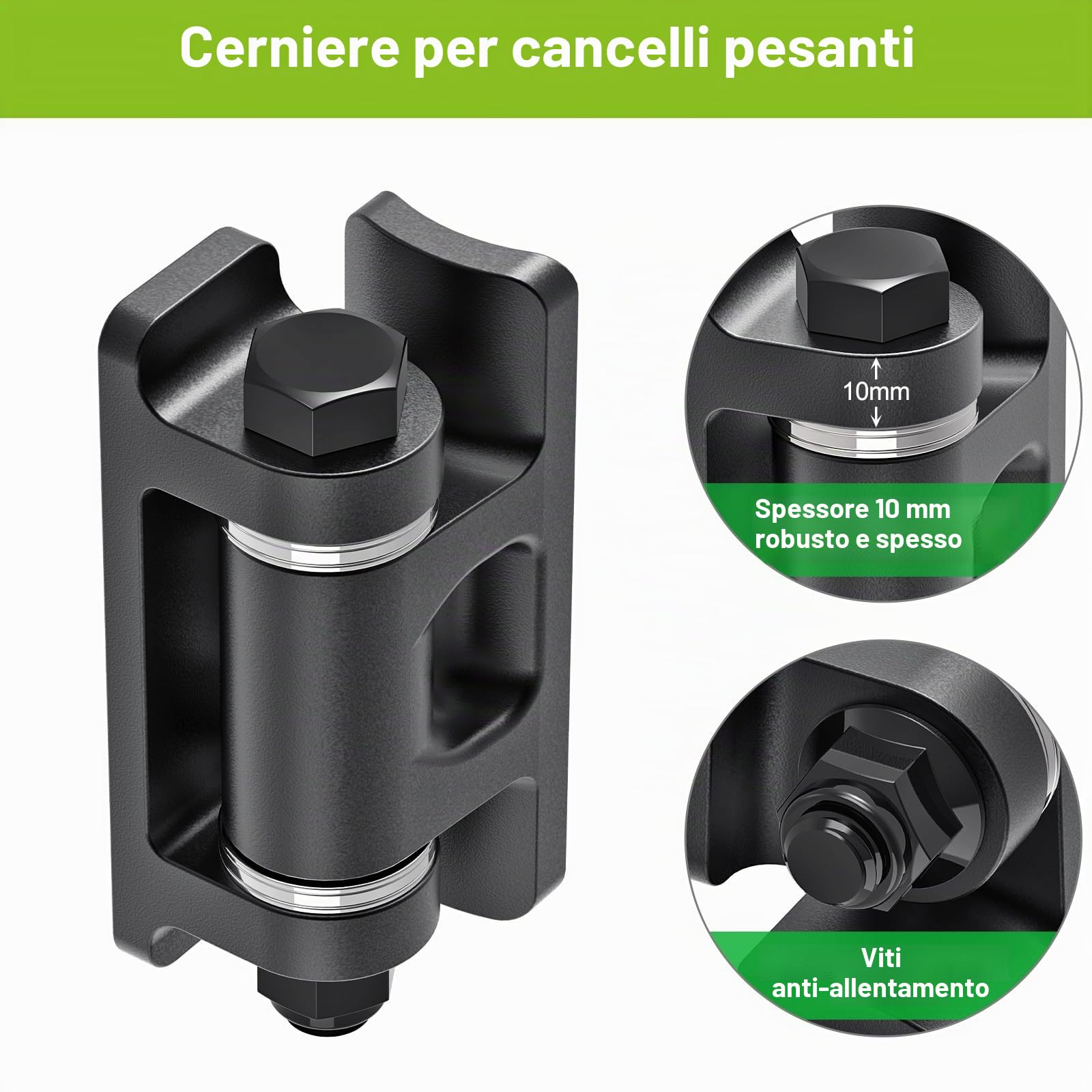 Lifeswel - Cerniere per cancelli, resistenti, saldate, in acciaio, con cuscinetto distanziatore e rivestimento in ossido, bulloni rimovibili per porte a battente in metallo, vialetti e cancelli