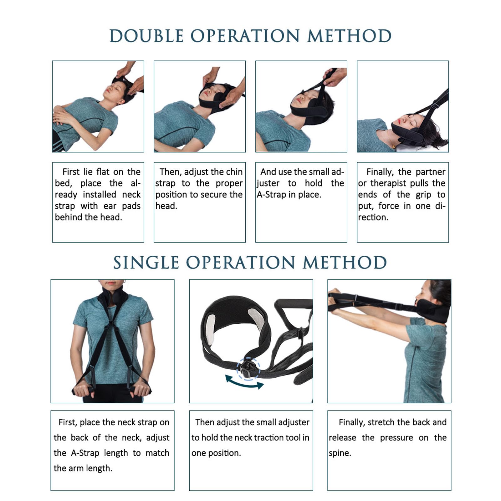 Correa de estiramiento el cuello, dispositivo tracción cervical correa el cuello el dolor cuello con correa para la barbilla asa, herramienta descompresión quiropráctica la columna