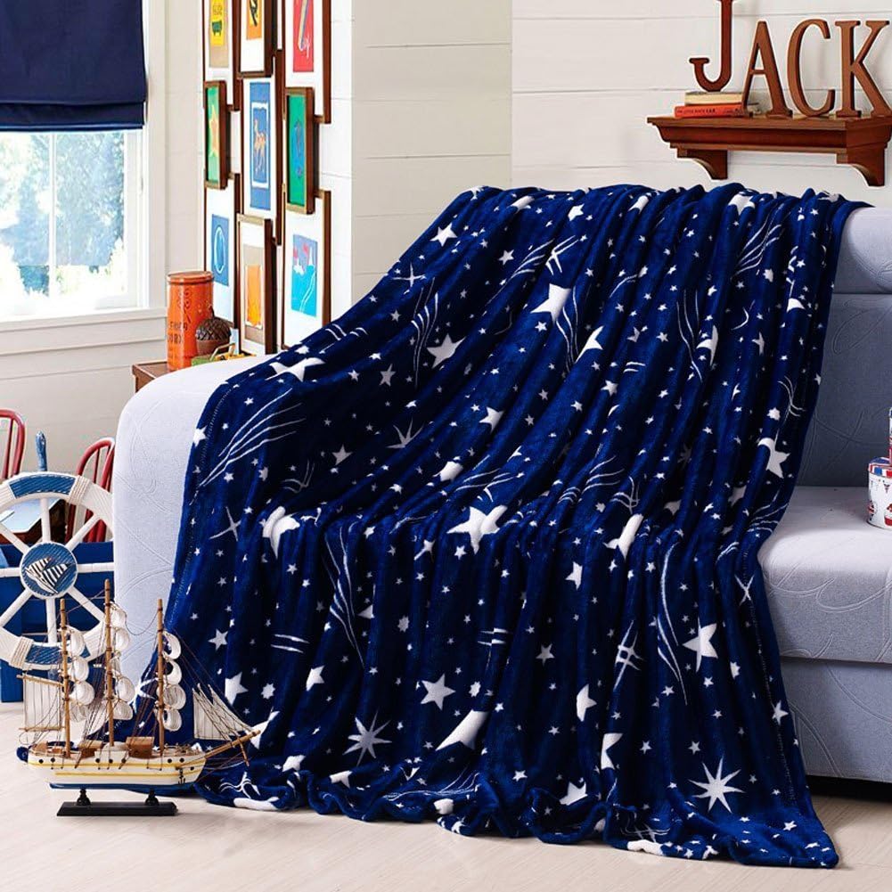 ChezMax Throw Blanket Ultra Soft Blanket Quilt Lightweight Plush Fleece Bed Blanket Cozy Fuzzy Blanket, All Season Breathable Warm Throw for Couch Bed Sofa Chair Office, Starry Sky Blue Full (71"X79")