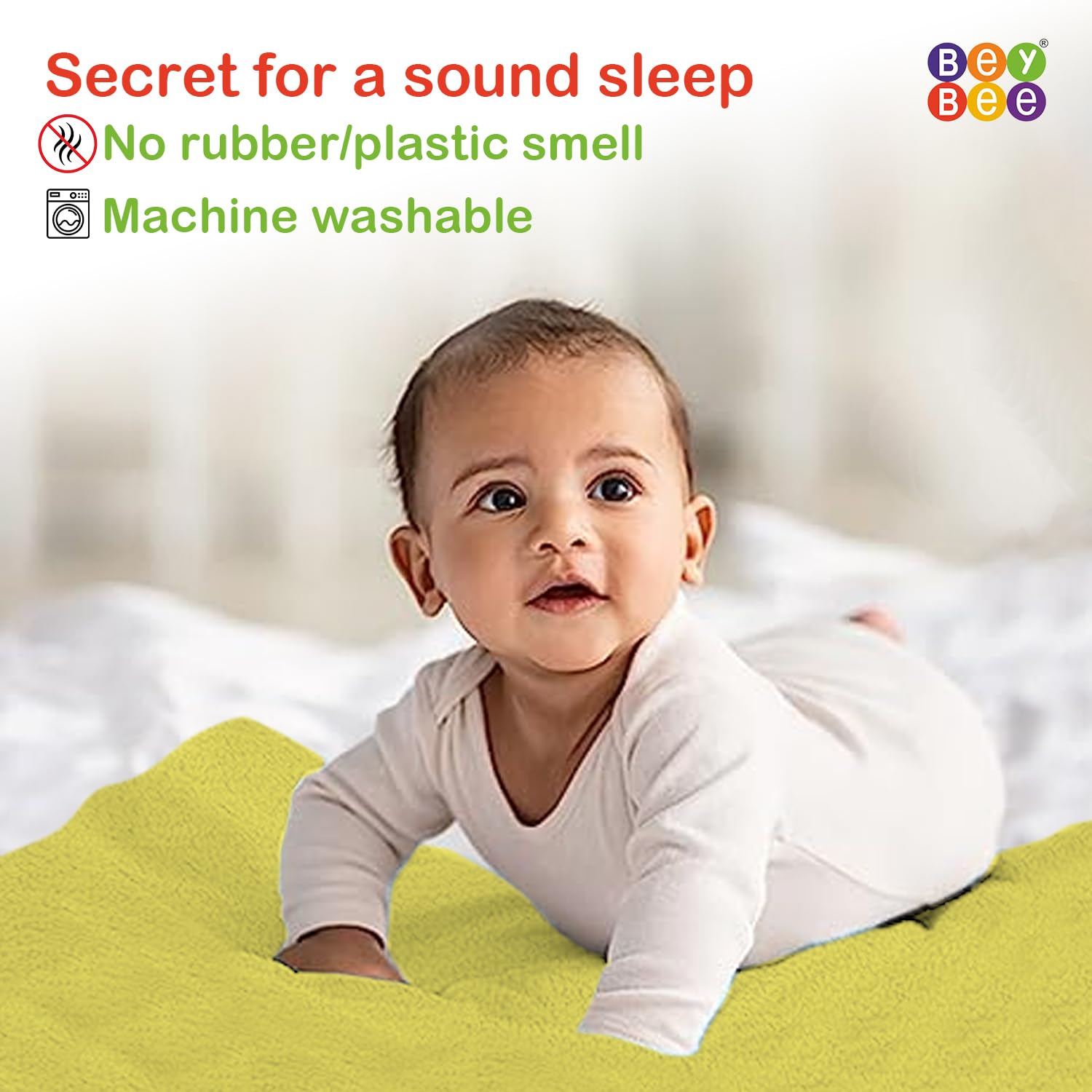 BeyBee Waterproof Quick Dry Sheet for Baby| Bed Pad Anti-Piling Fleece Extra Absorbent Washable Matress Protector| Baby Bed Protector Sheet for Toddler Children, Small Size, 50x70cm, Yellow - Image 5 thumbnail