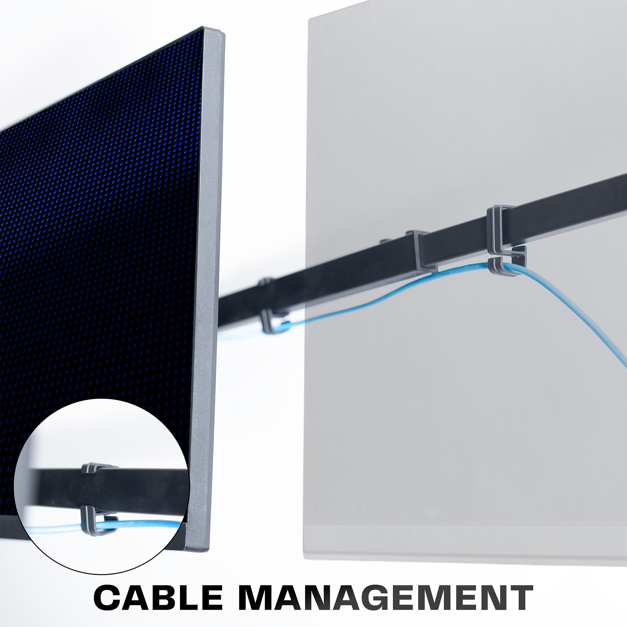 Vivo MOUNT-TS03C Support Mural pour Triple Moniteur, 3 écrans jusqu'à 10 kg, Ultra Large sur Le Support Central jusqu'à 96,5 cm, Bras télescopiques réglables, Montage Mural, Noir
