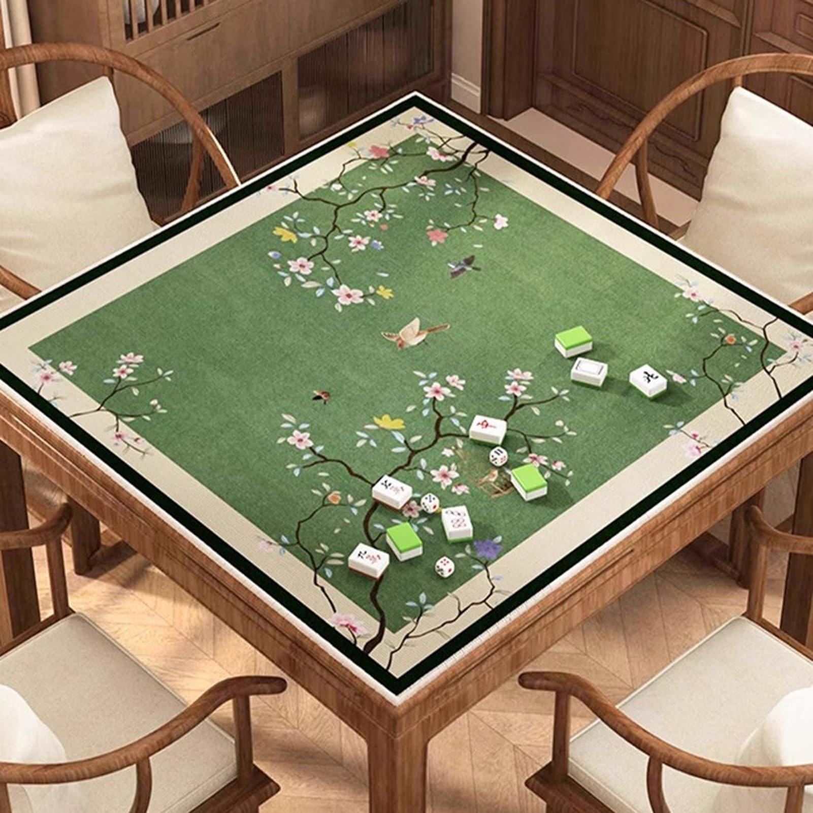 Tappeto Verde Tappetino da gioco quadrato in velluto antiscivolo con riduzione del rumore, copertura da tavolo portatile per giochi da tavolo come poker, mahjong e domino.(Green,51.18x51.18 in)