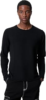 سويتر صوف منسوج للرجال بقصة ضيقة سليم فت من كوتون بتصميم عادي بيسيك برقبة دائرية ضيقة وأكمام طويلة (قطعة واحدة)