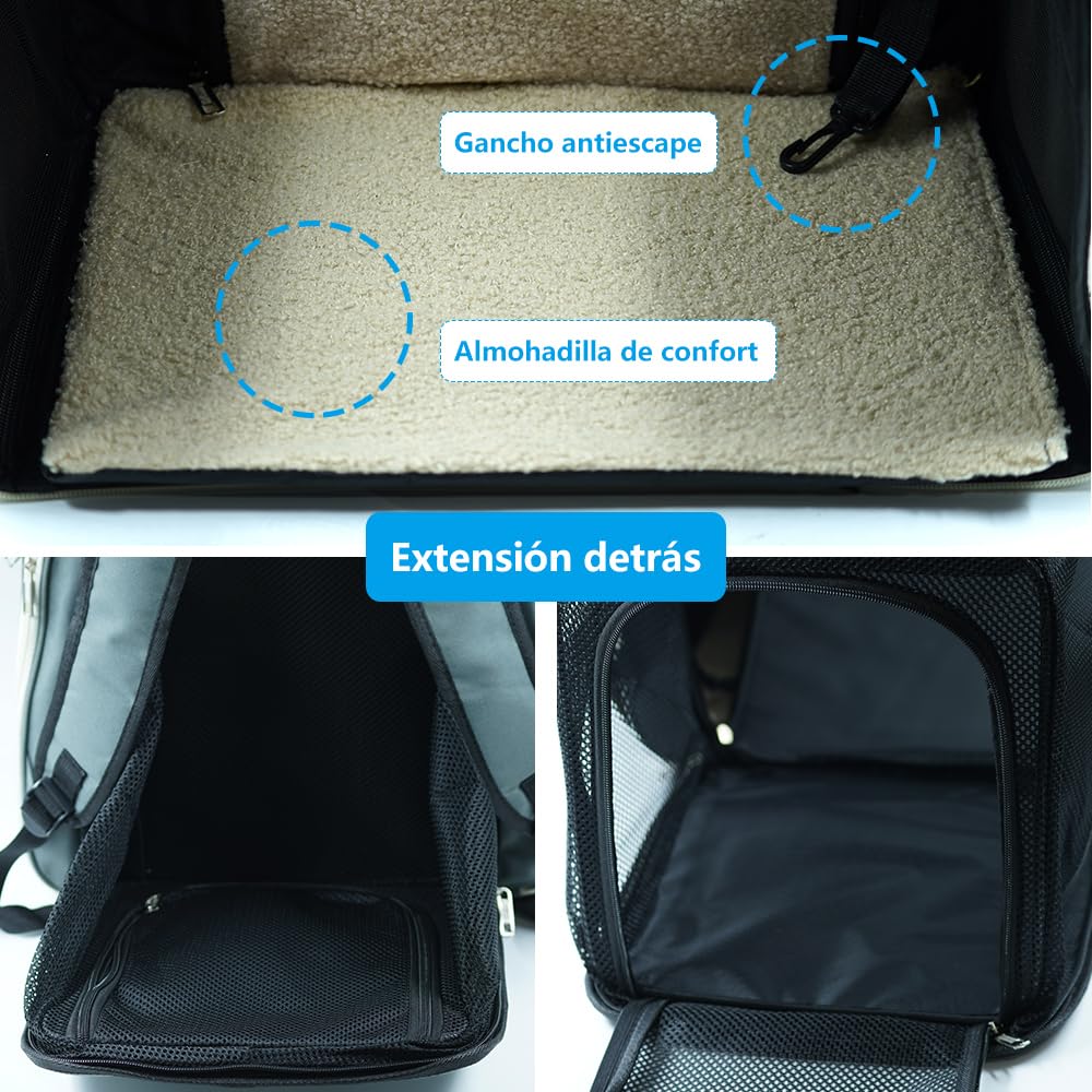SMELL & SMILE Transportadora Gatos Portátil y Transpirable Bolsa para Mascotas Perros Gatos Animales Color Gris