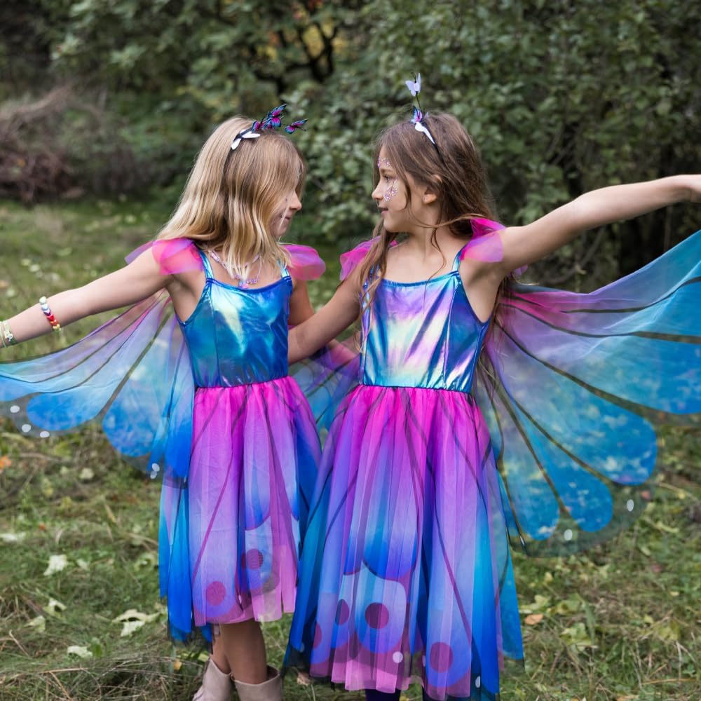 Great Pretenders Butterfly Twirl Dress & Wings Blue/Purple - Size 3-4 Imaginative Play for Ages 3 to 4
