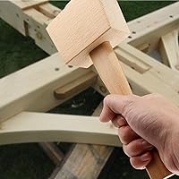 Vista 6 de Hordion 1 martillo de madera de 9.6 pulgadas, martillo de hielo resistente, talla de mazo de haya, herramienta de mano de madera de haya maciza