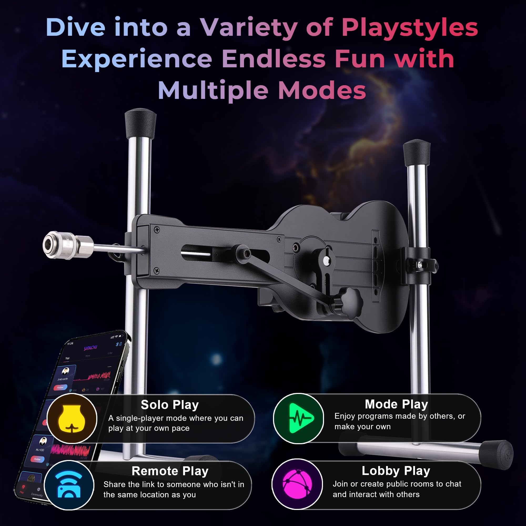 Sinloli APP Sex Machine, Upgraded APP Remote Controlled Automatic Love Machine with Glow-in-The-Dark Silicone Dildo Attachments, Adjustable Thrust Depth and Angle Adult Sex Toy