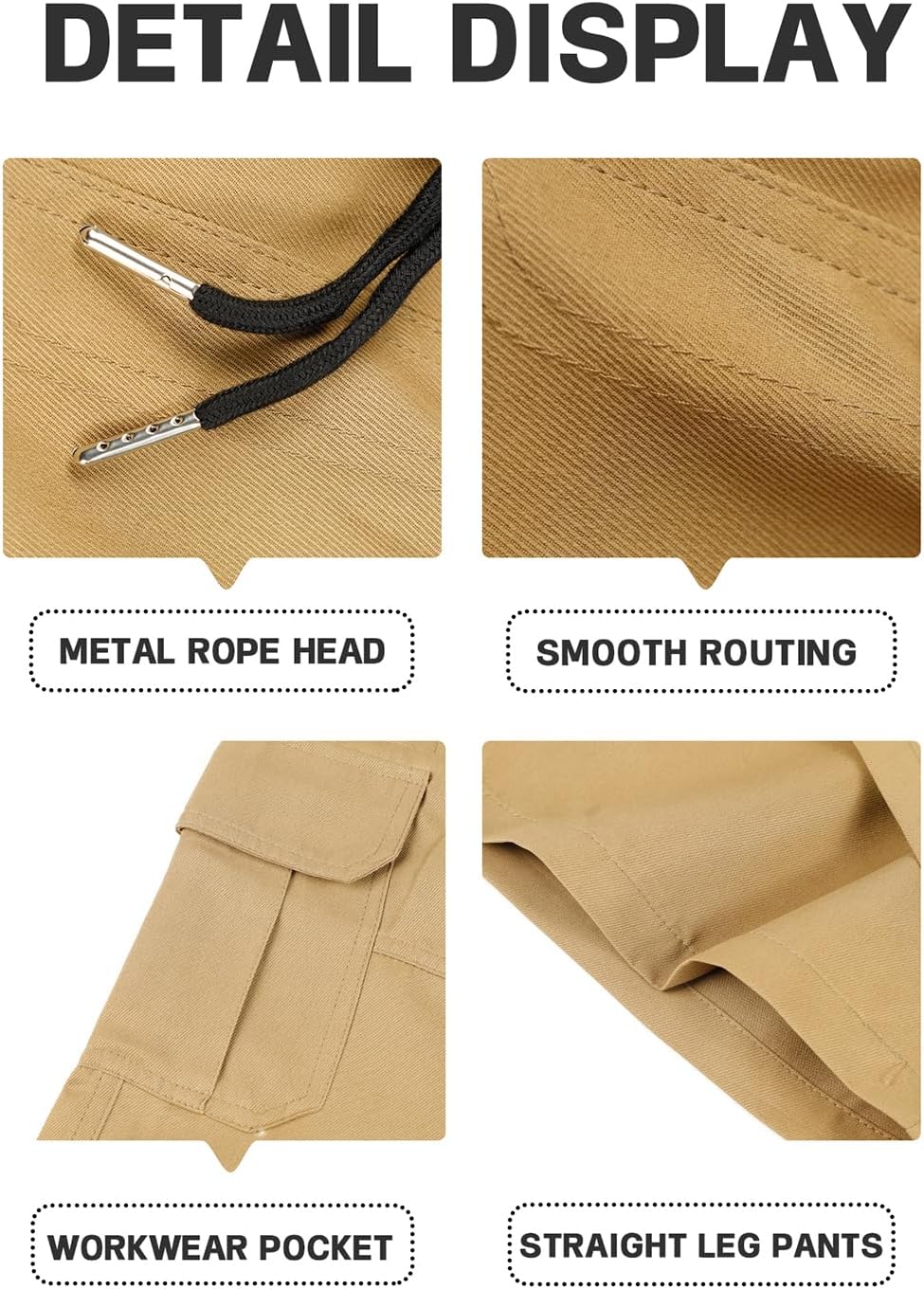 2PCS Men's Cargo Shorts with Drawstring Elastic Waist & Multiple Pockets, Casual Workwear Shorts for Young Men