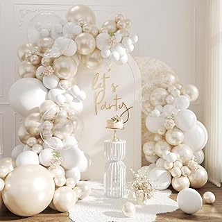 White Balloon Arch Garland Kit 103Pcs Double Stuffed Pearl White Clear B...