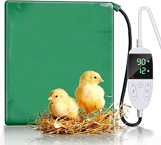 Chicken Heating Pad with Adjustable Digital Thermostat for Baby Chicks, Chick Warm Bedding Chick Brooder Coop Supplies, Waterproof Pet Heating Plate for Cats Dogs with Chew Resistant Cord (Green)