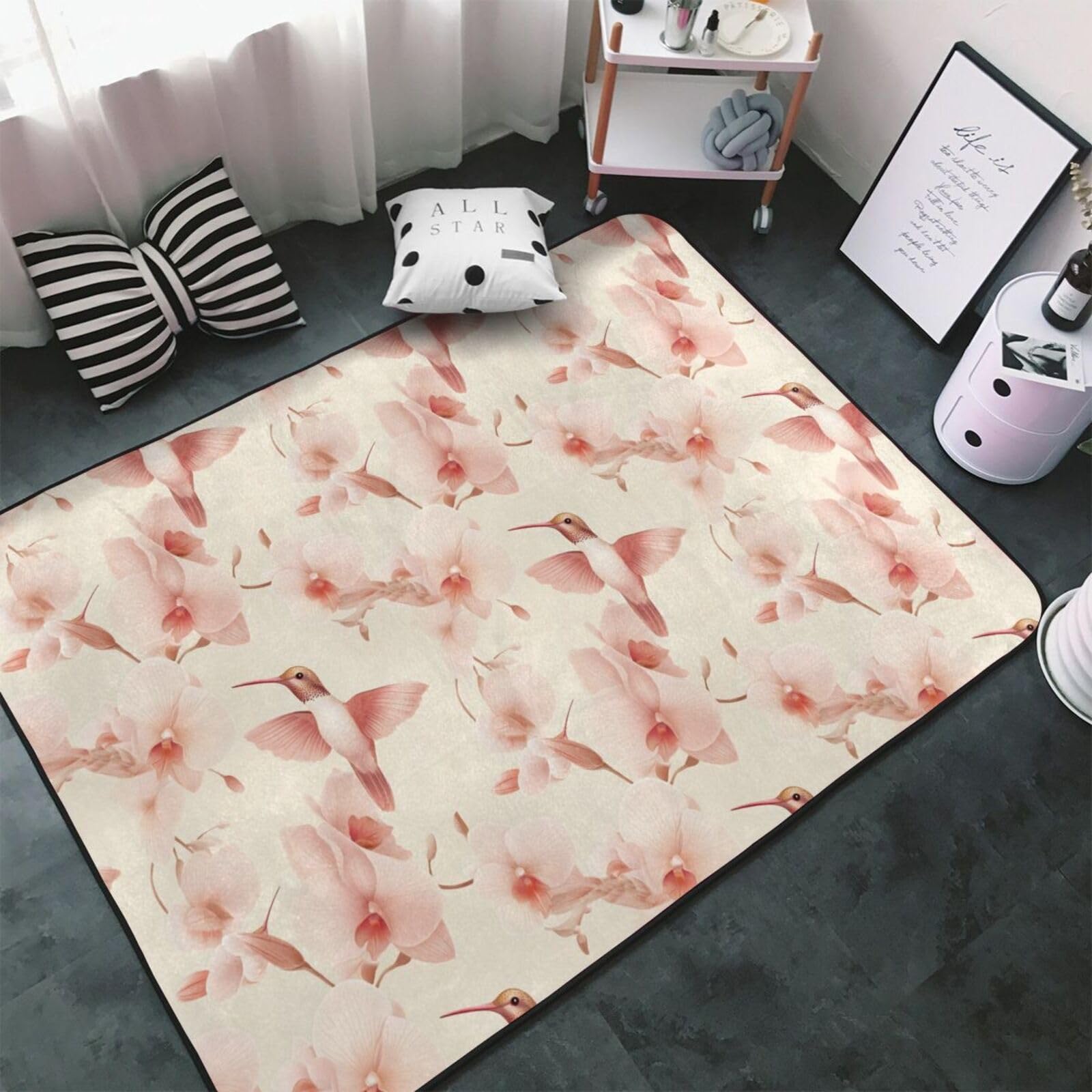 Tapis antidérapant intérieur lavable rose pour éliminer les risques de chute dans la chambre