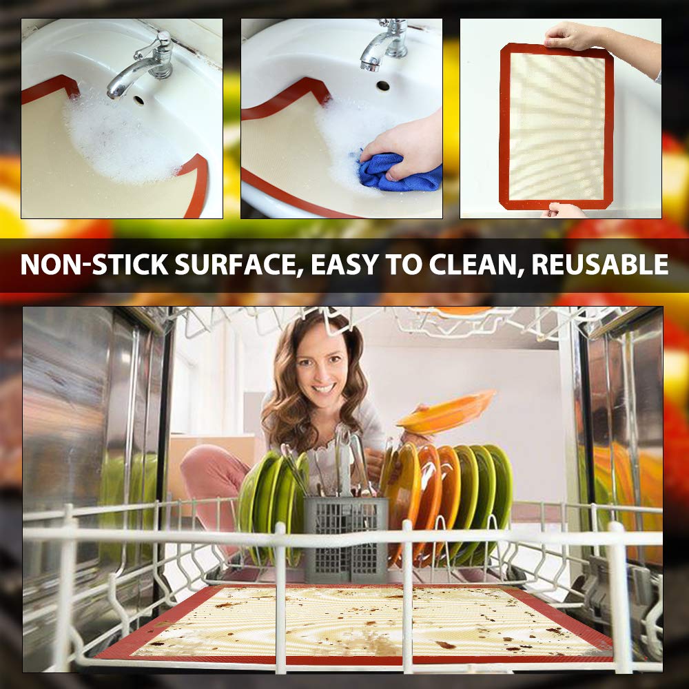 Lot De 4 Tapis De Cuisson En Silicone, Anti-Adhérent Feuille De Cuisson