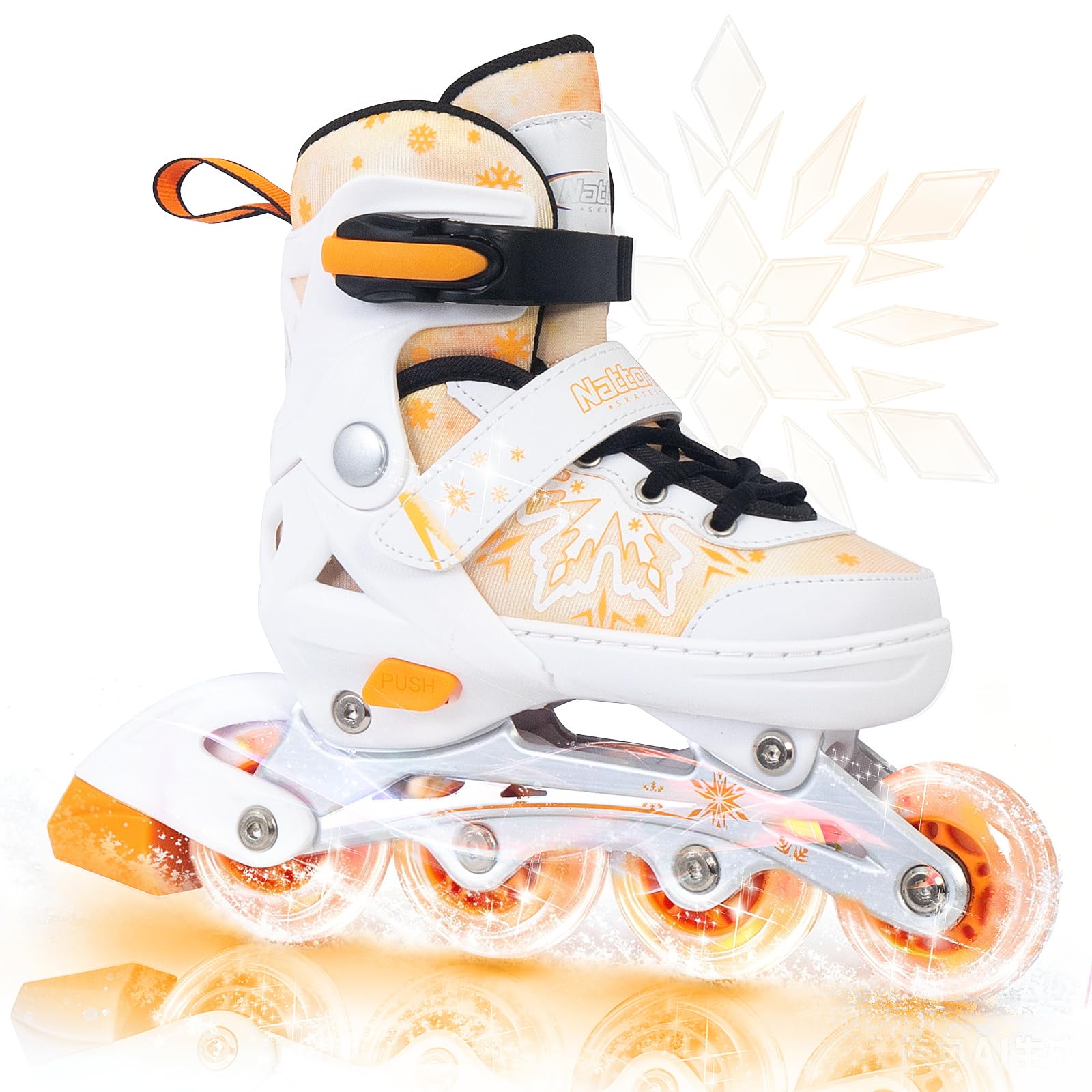Nattork Patines en línea ajustables, copos de nieve para niñas y niños, patines de ruedas seguros y cómodos para principiantes