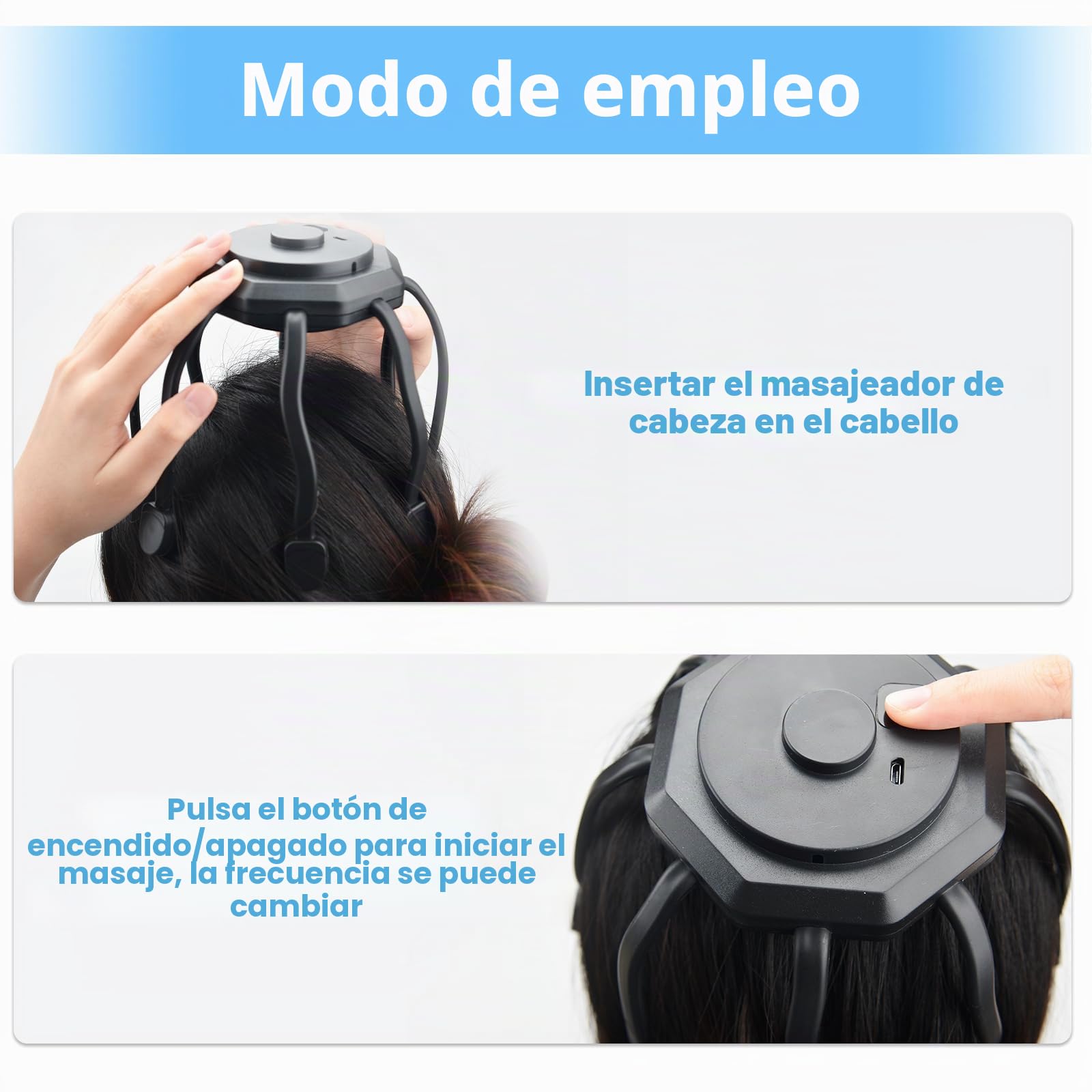 Masajeador ultra cuero cabelludo, masajeador de cabeza portátil para aliviar el dolor y la ansiedad, relajación del estrés, tensión, relajación, sueño profundo (negro)