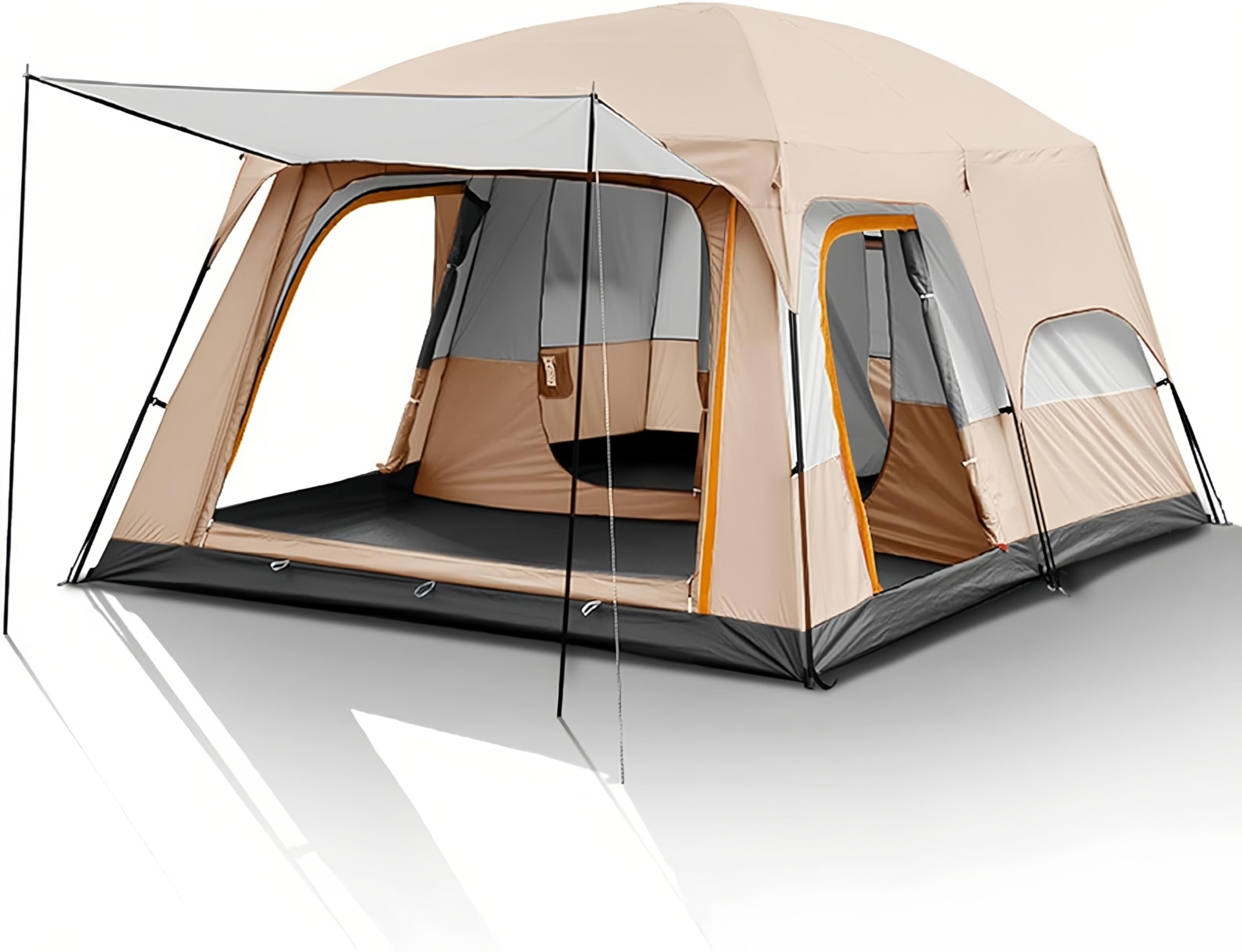 Zelt 4-6 Personen, Camping Zelt mit 2 Schlafzimmer und 1 Wohnzimmer, 310x210x180CM Familienzelt, Glamping Tent with Removable Tent Floor, für Camping, Reisen