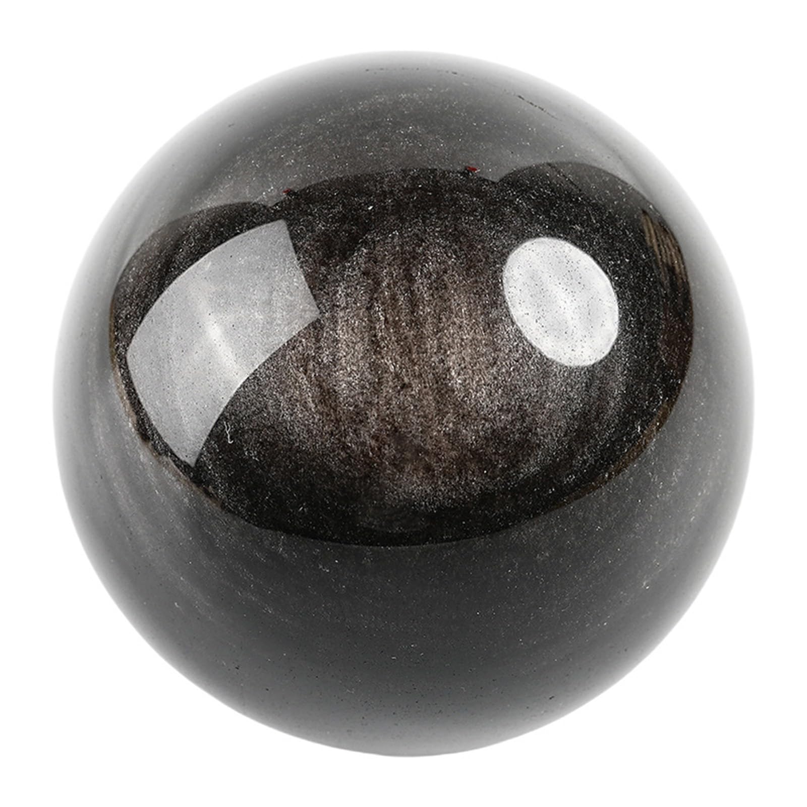 ICXLPMC Rare Silver Eye Obsidian Ball for Fengshui,Flashy Round Stone Sphere with Stand for,Divination,Home Decoration,10cm/3.9in