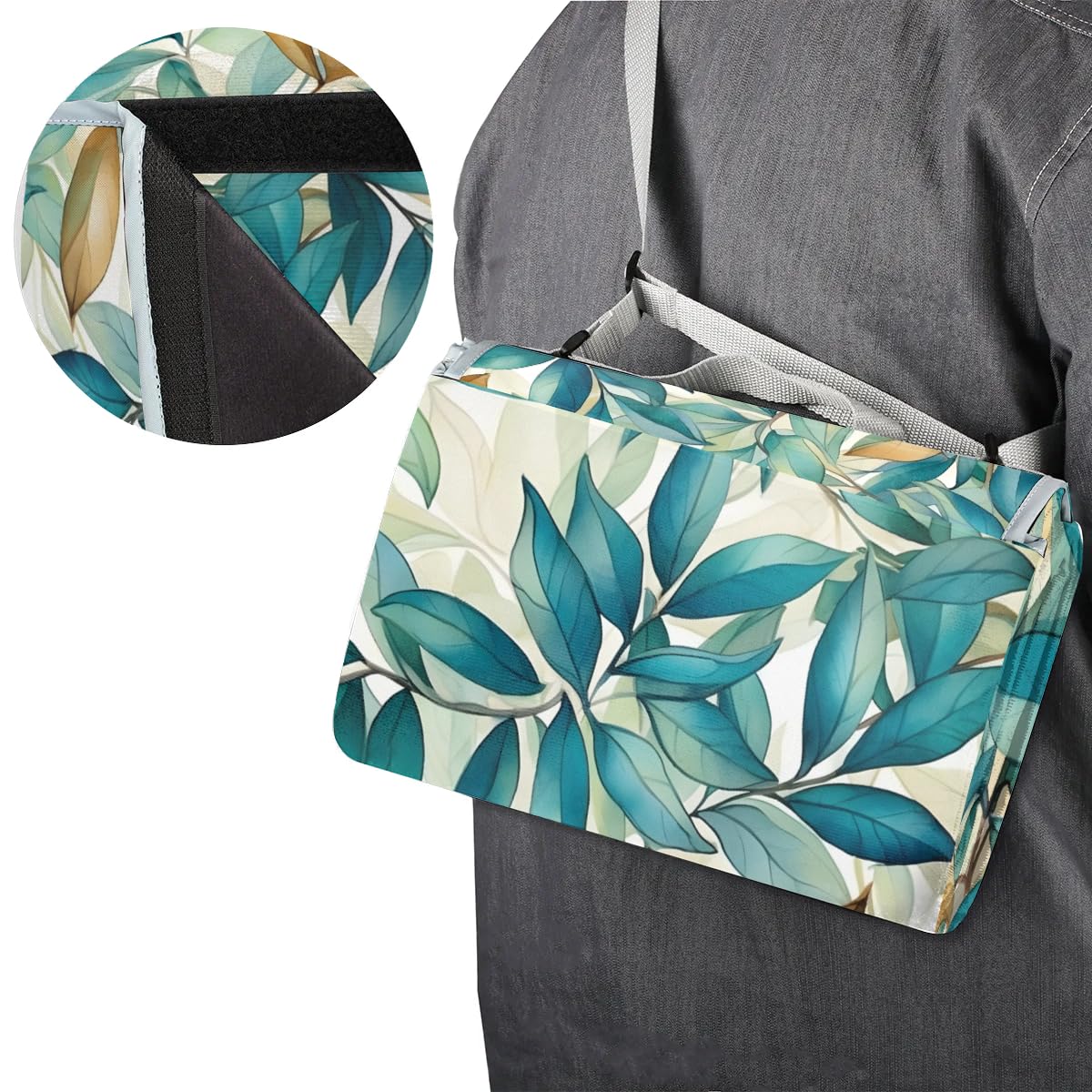 Mantas de picnic de 150 x 145 cm, con estampado de hojas, plegable, para exteriores, playa, impermeable, para la familia, playa, camping, senderismo, picnic