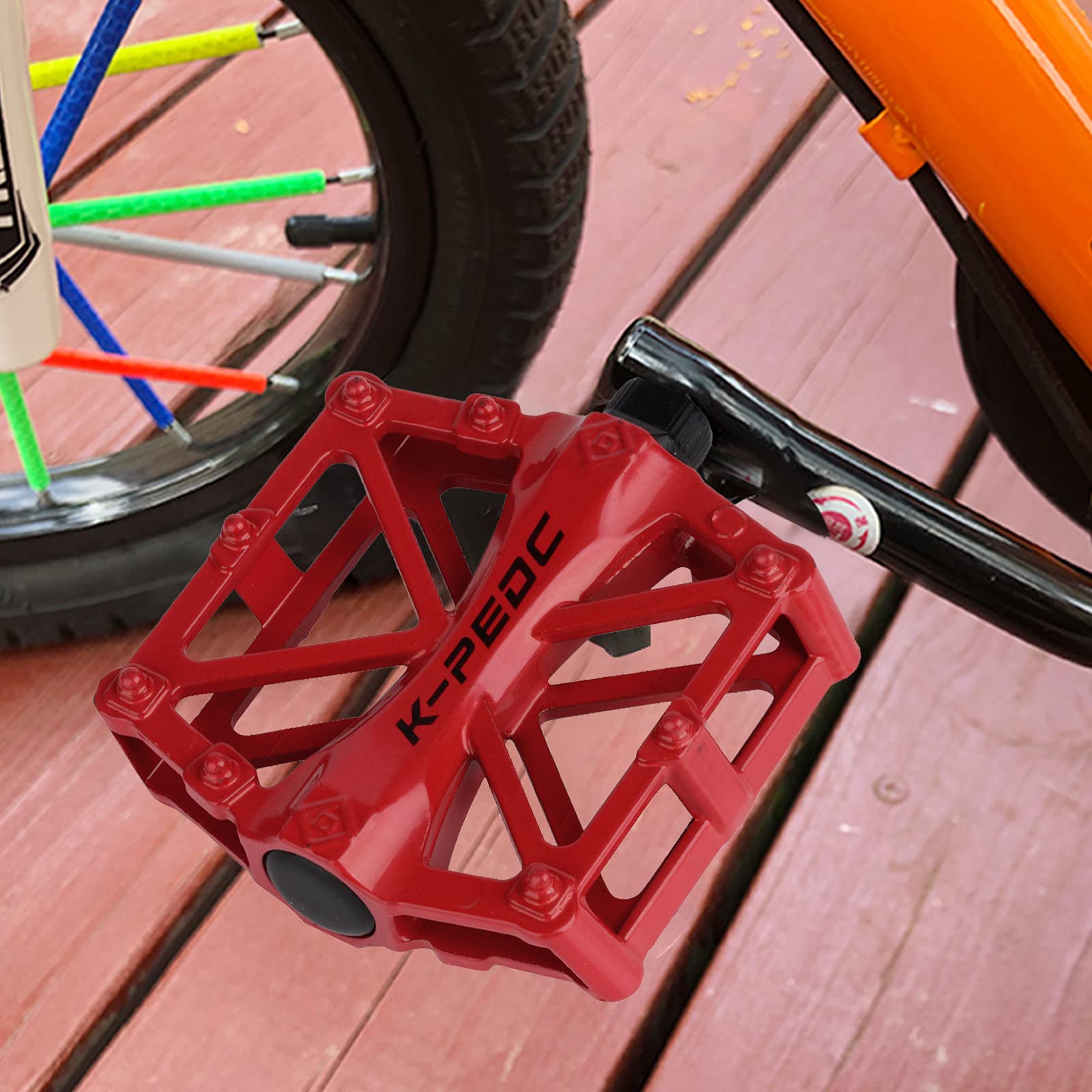 Pedali AltaLine 505 In Lega Rossa Per Bici – Piattaforma Universale Con Cuscinetti A Sfere, Asse 1/2″