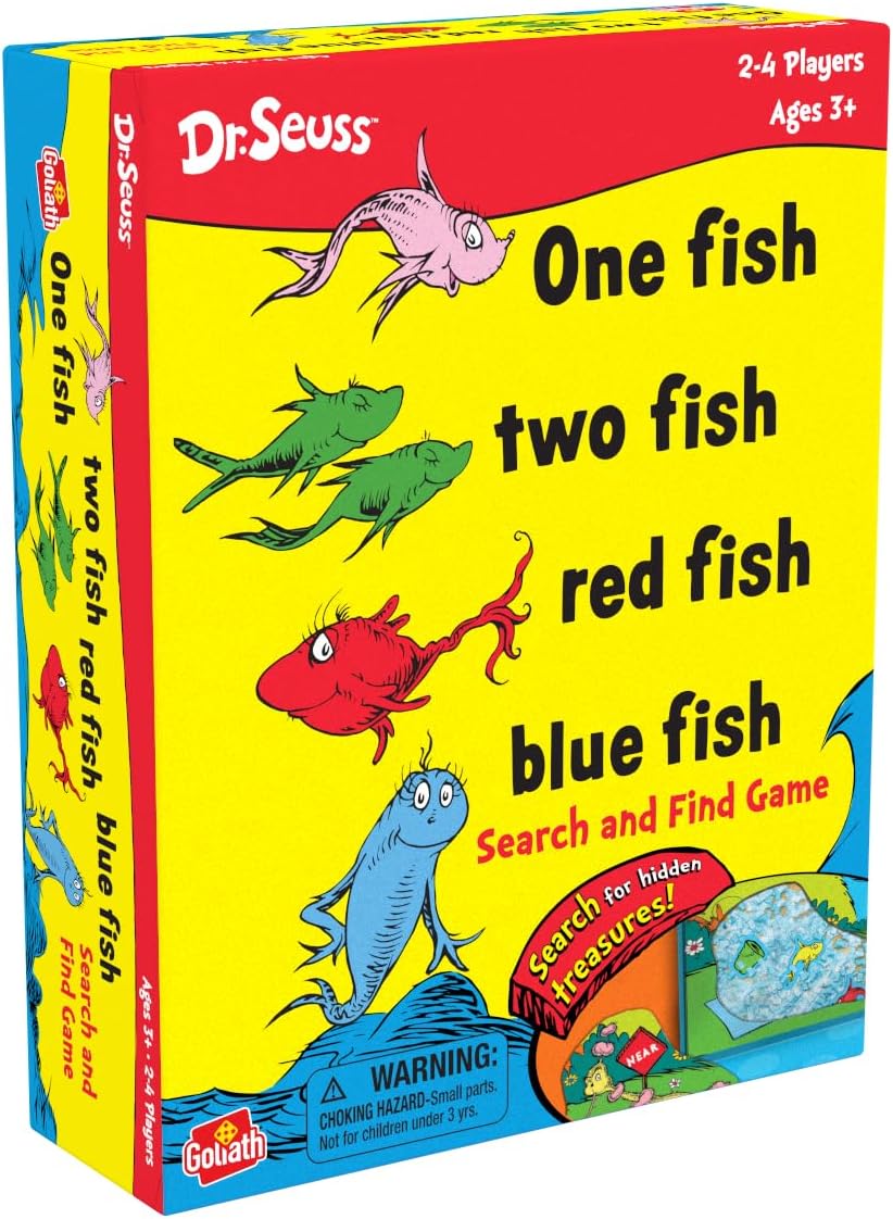Goliath Dr. Seuss: One Fish, Two Fish, Red Fish, Blue Fish | Search-and-Find Treasure, Memory, Matching Game | 2-4 Players, Ages 3+