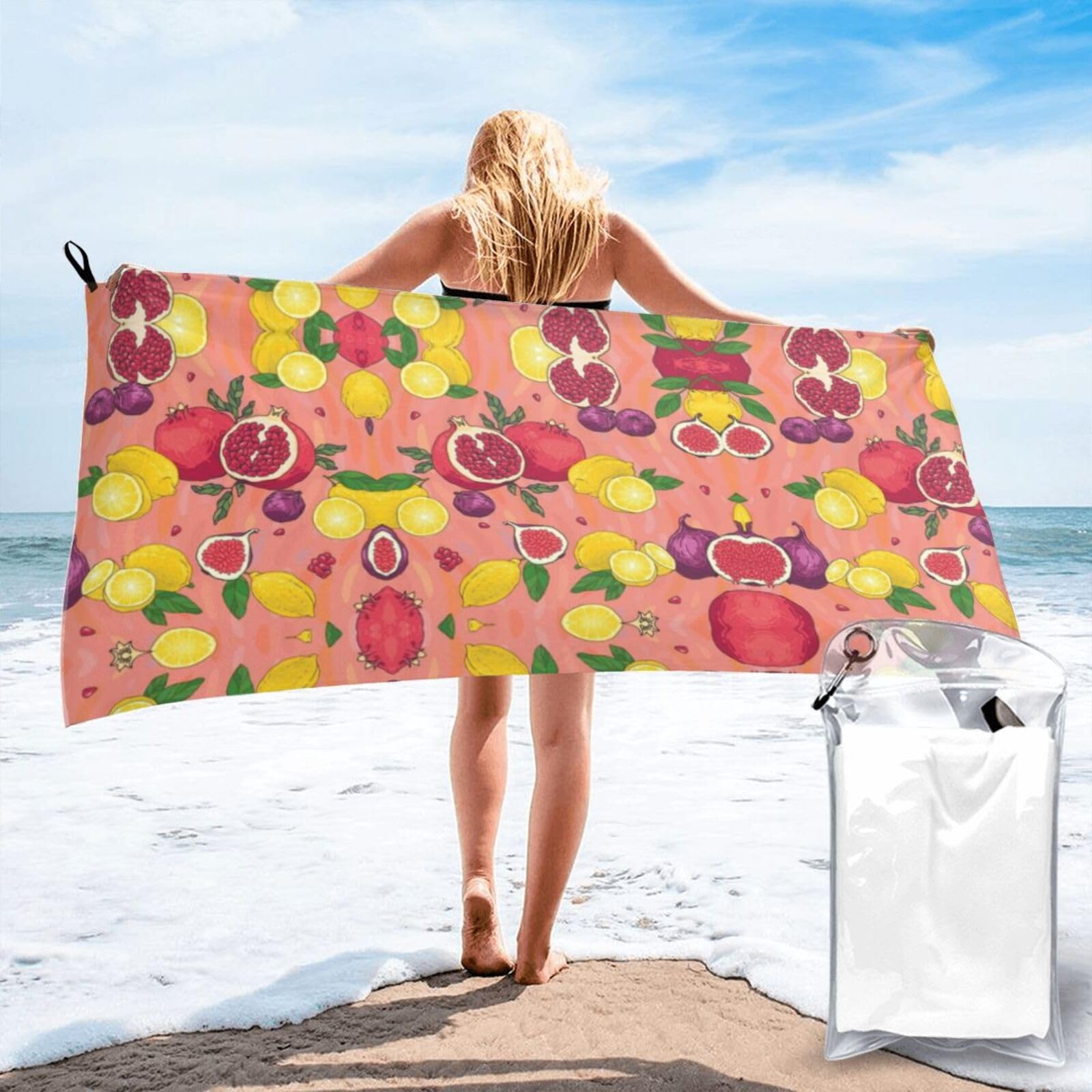 WYCZHY Exotic Fruits Print Beach Towel Soft Quick Dry For Spa Pool Gym Vacation Travelers Women Men Adults Sauna Gift
