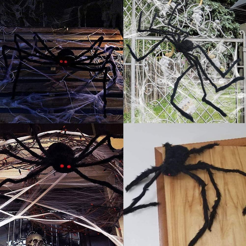 UMEELR 6PCS Large Scary Spiders for Halloween Decorations, Black Hairy Fake Spider Props for Indoor Outdoor Yard House Halloween Decor Party Favors