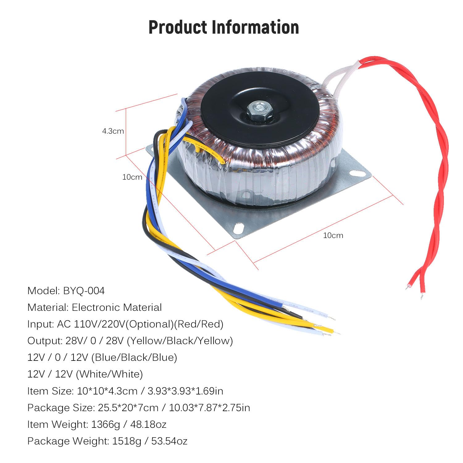 Trasformatore toroidale da 200 W in rame puro monofase monofase trasformatore di alimentazione per preamplificatore audio lettore CD monitor altoparlante protezione circuito AC 220 V a AC 12 V/28 V