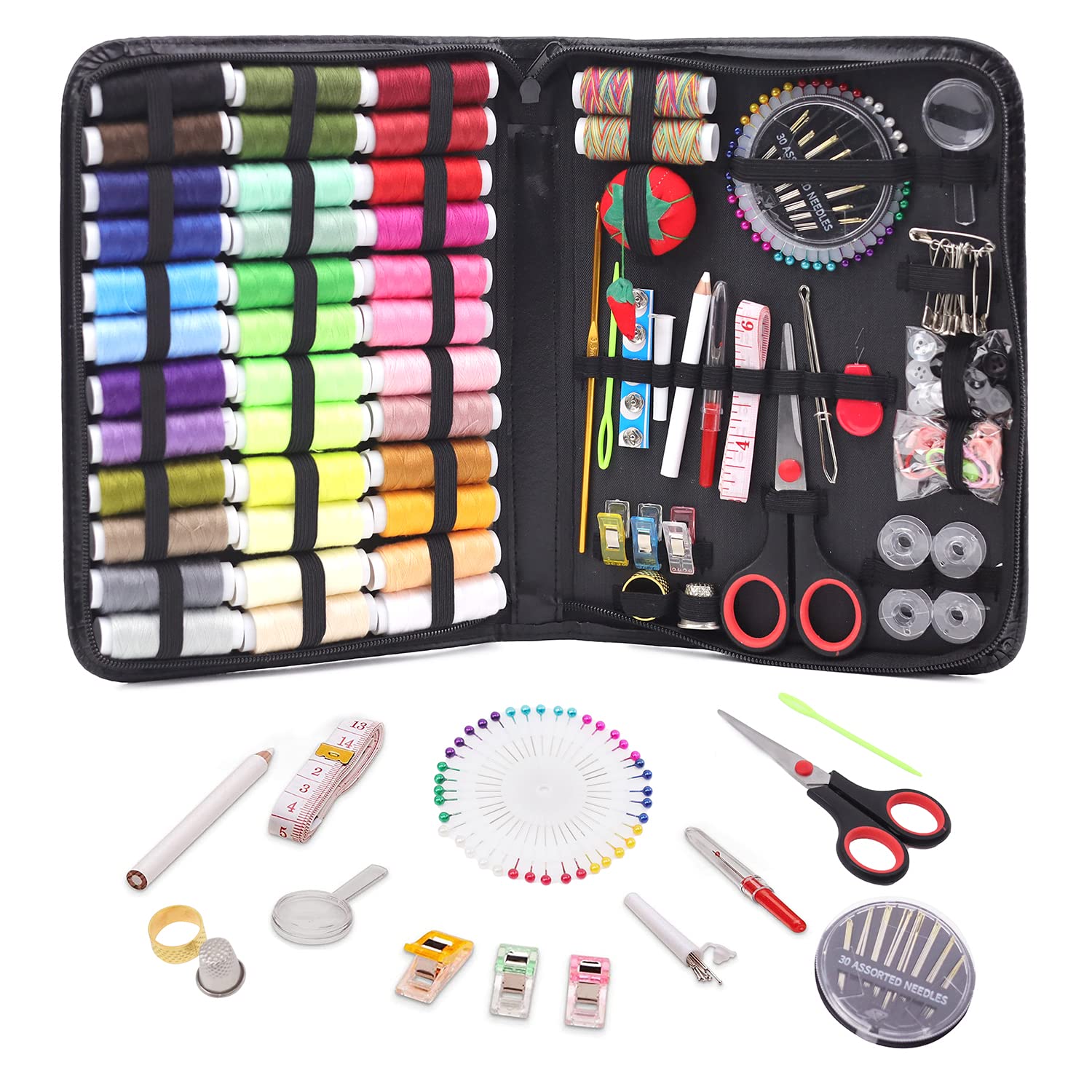 Sewing Supplies in Premium Quality- Easy to Use Thread and Needle kit for Small Fixes Around The House, Emergency Hand Sewing Repair Kit for a Quick Fix, 180pcs Sewing kit, AESK01