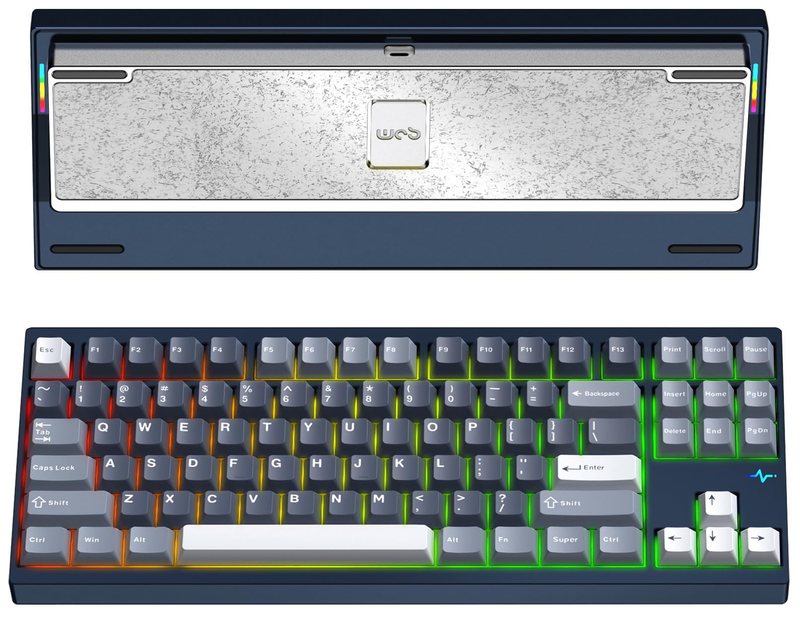 WOBKEY Crush 80 Reboot CNC Aluminum 5-Second Quick-Release Triple-Mode Connectivity Mechanical Keyboard with Superior Acoustics (Pro Navy)