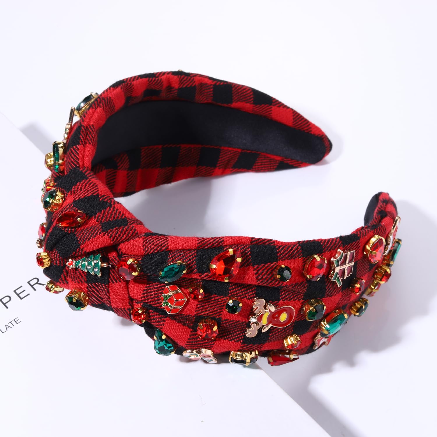 YAHPERN Christmas Headband for Women Jeweled Xmas Bow Tree Snowflake Knotted Headband Holiday Christmas Hair Accessories - Image 5