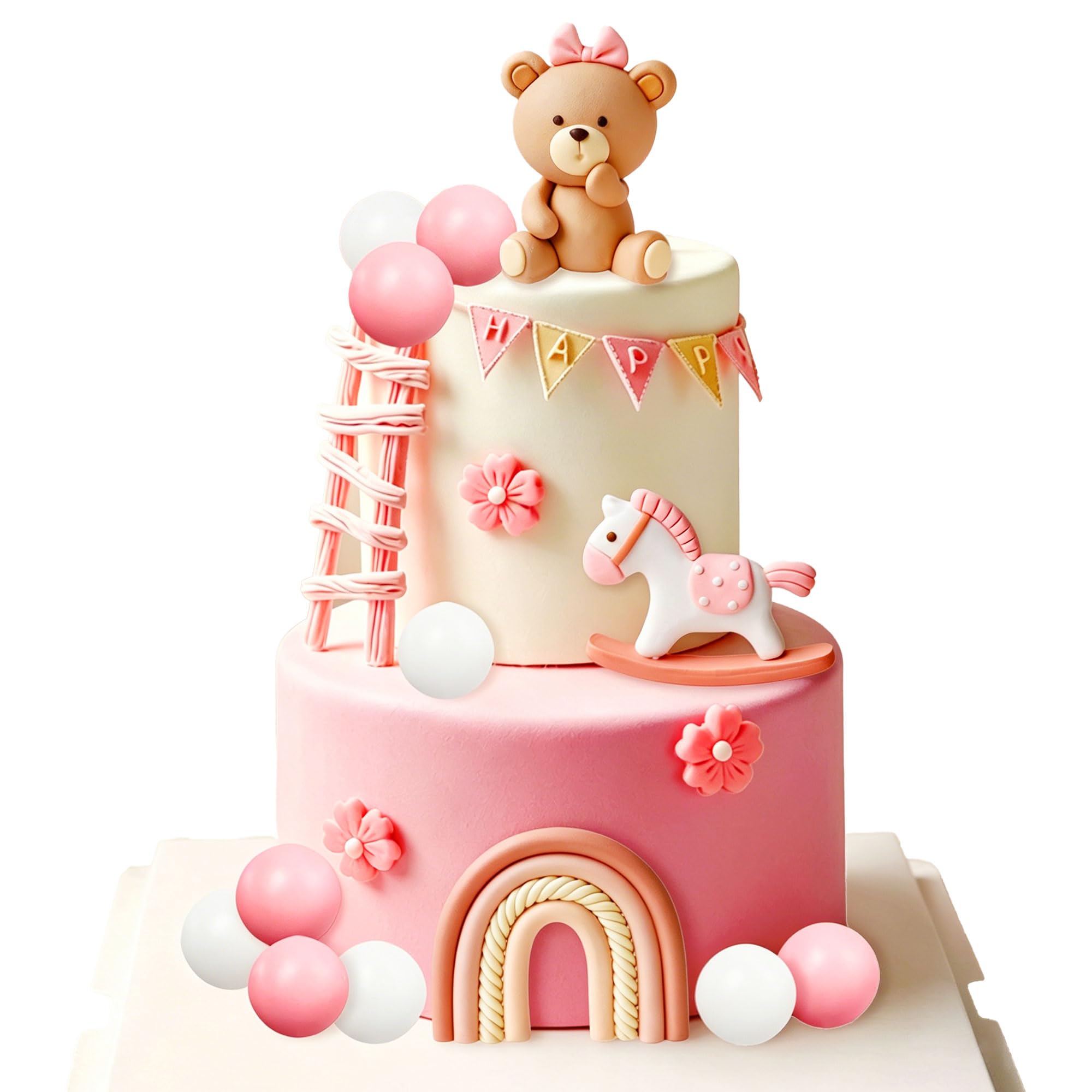 LaVenty Pink Bear Cake Decoration Baby Bear Baby Shower Cake Topper Bears Cake Decoration Baby Shower Birthday Cake Decoration