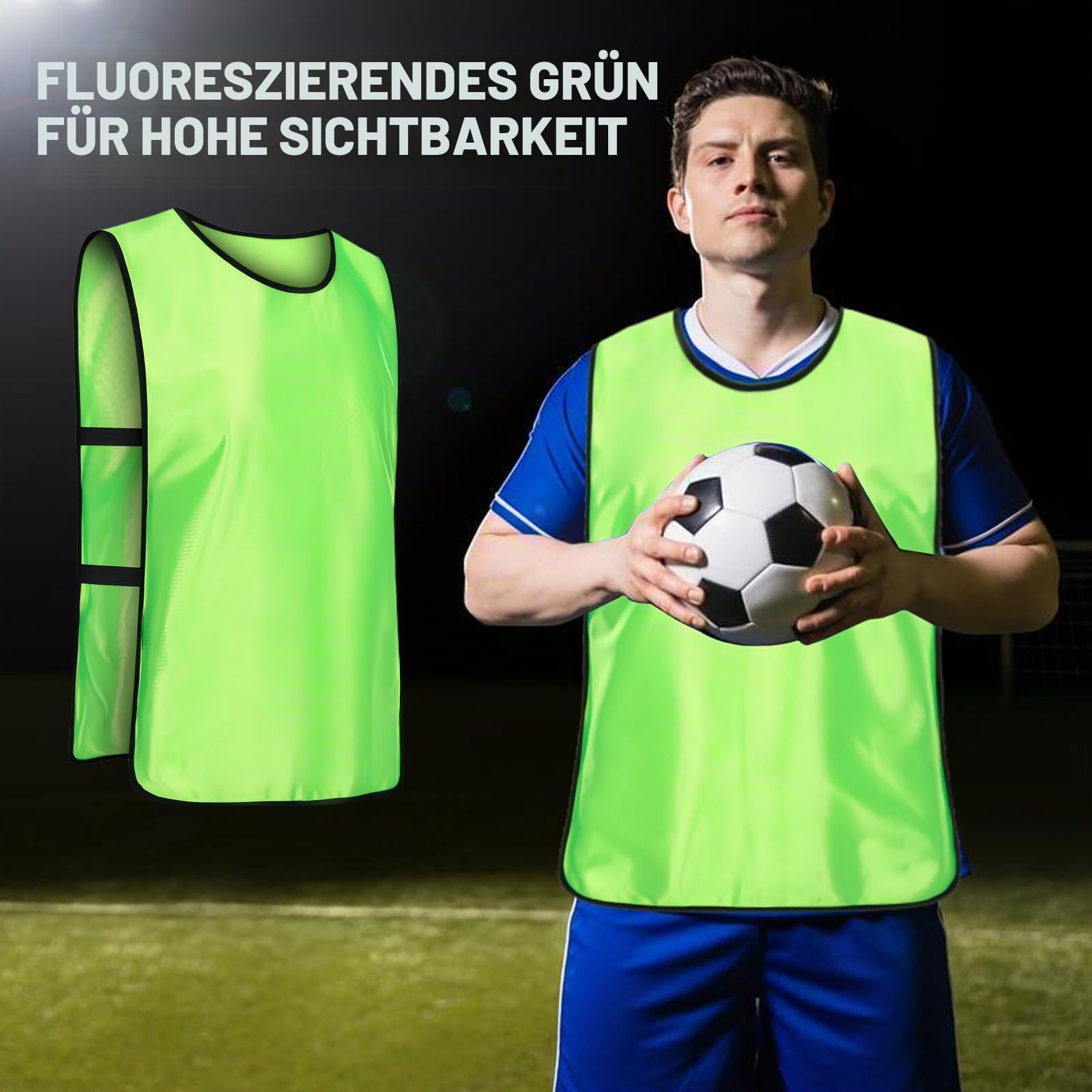 Trainingsleibchen für Fußball, 12 Stück Fußball Trainingsweste für Kinder und Erwachsene, Leibchen Fußball für Teamtraining, für Herren Damen Jugend Anfänger, Fussballtraining Zubehör, 47 x 70 cm