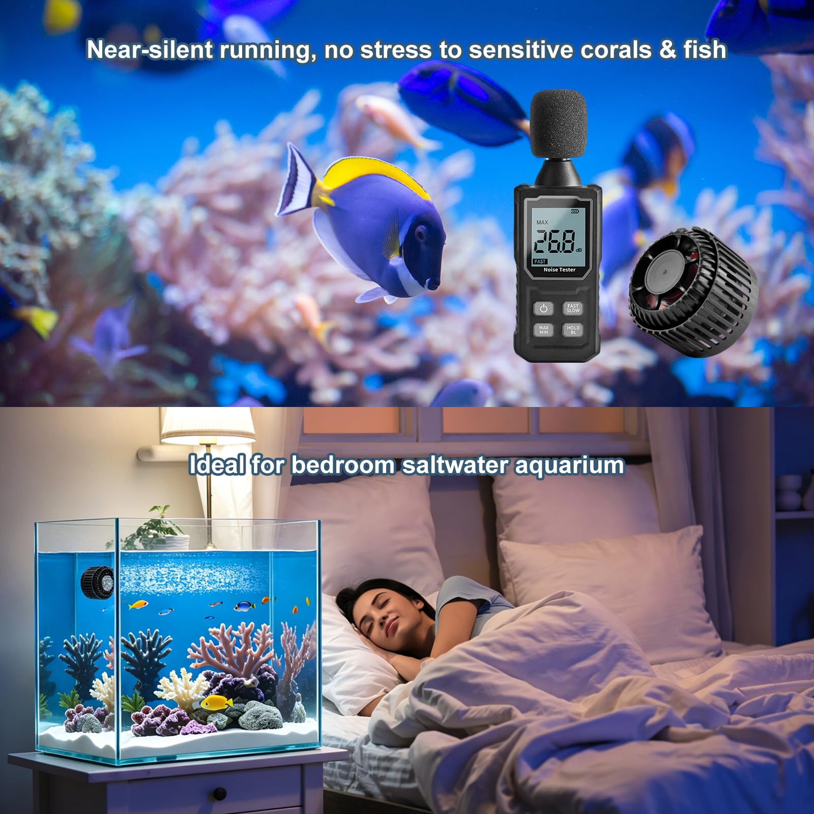 1050GPH Mini acquario Wave Maker con controller regolabile, 6W DC12V Powerhead con montaggio magnetico,