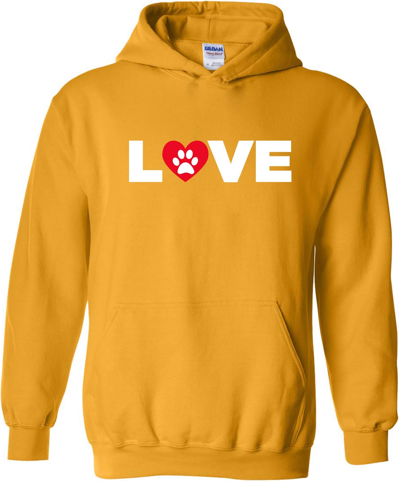 Paw Print Love - Dog Cat Pet Animal Lover Hoodie - Small - Gold