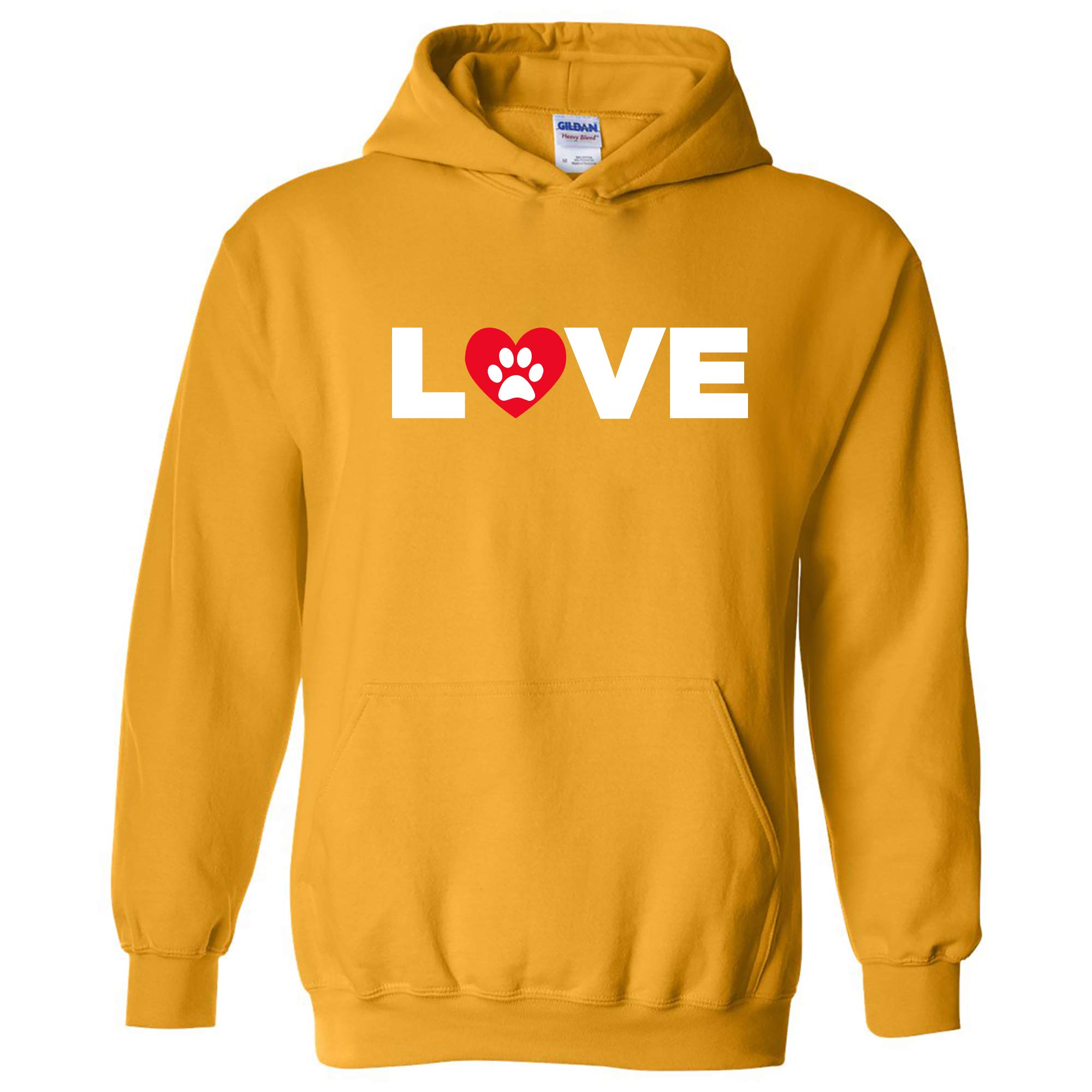 Paw Print Love - Dog Cat Pet Animal Lover Hoodie - Small - Gold